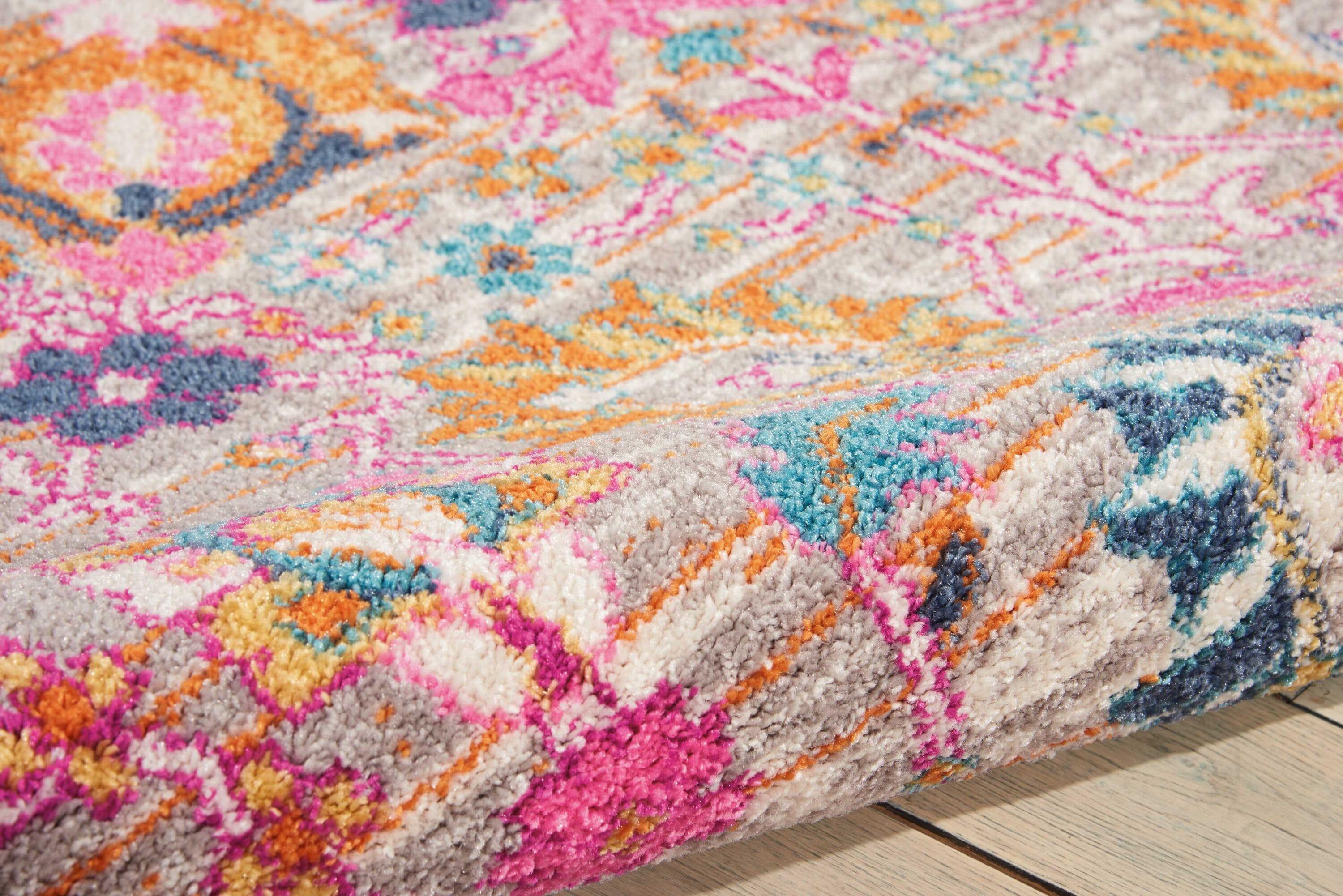 Bungalow Rose Rectangle Passion Floral 6'7" x 9'6" Area Rug in Pink