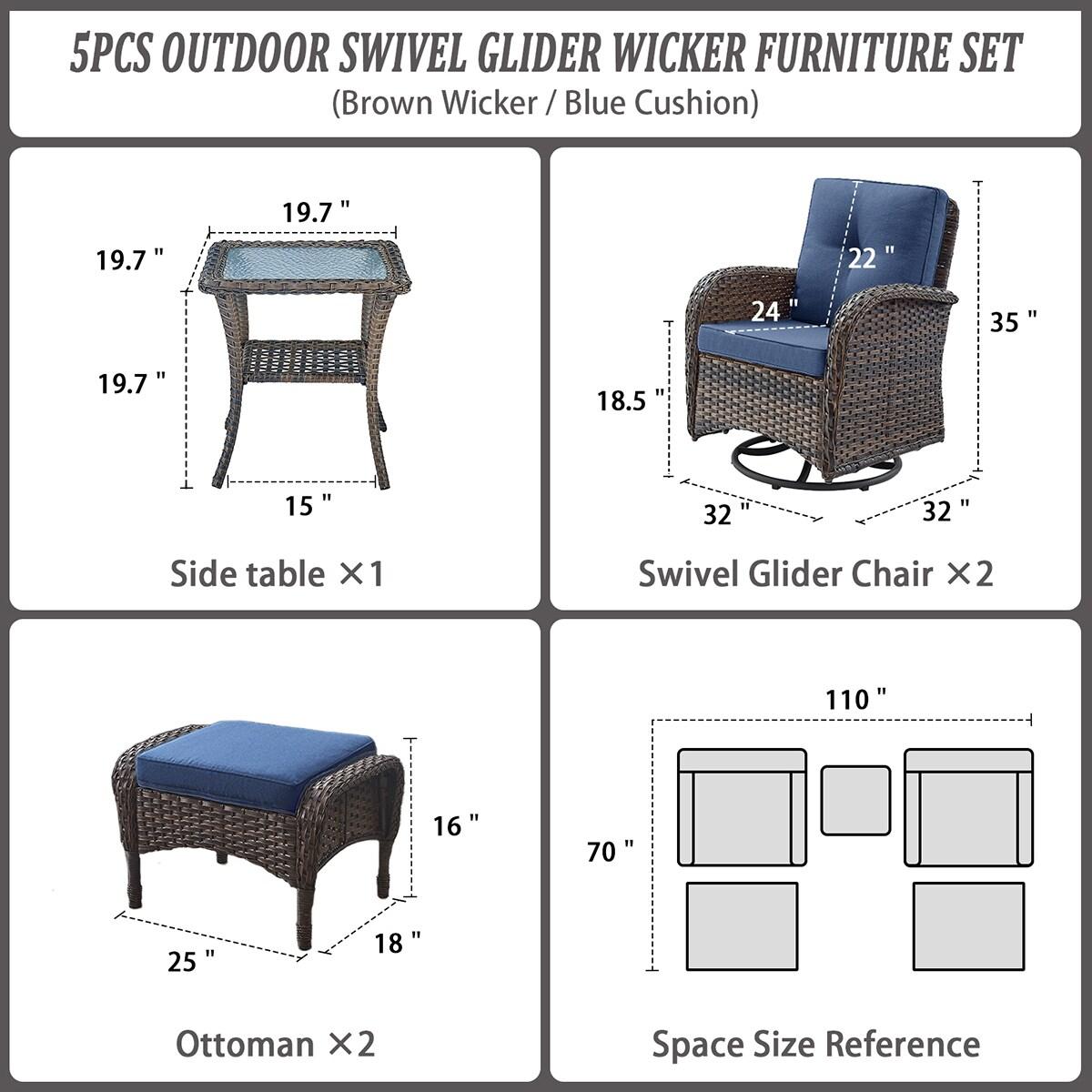 POCASSY Wicker Outdoor Glider