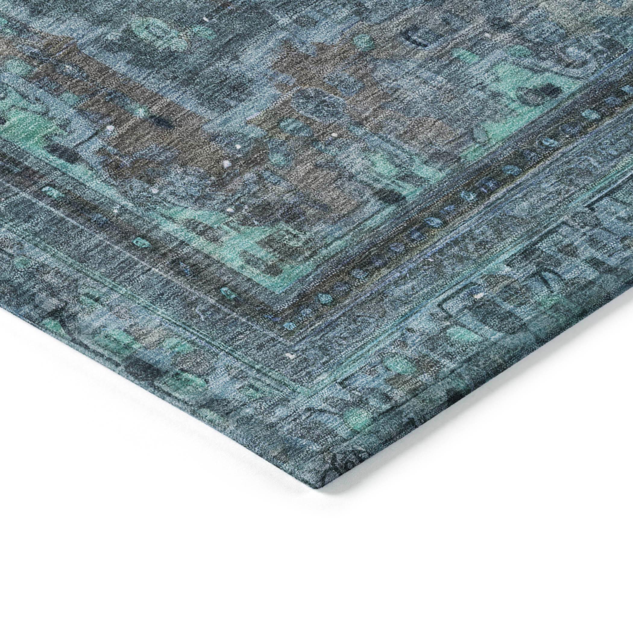 Addison Rugs Chantille Indoor/Outdoor Traditional Global Blue Washable Rectangle Rug, 1'8" x 2'6"