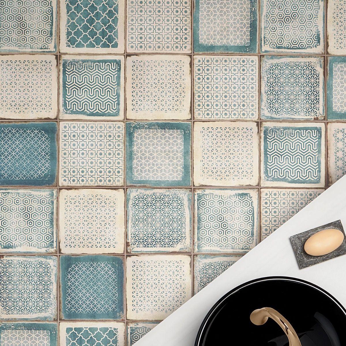 Bond Tile 8" x 8" Encaustic Patterned Look Wall & Floor Tile