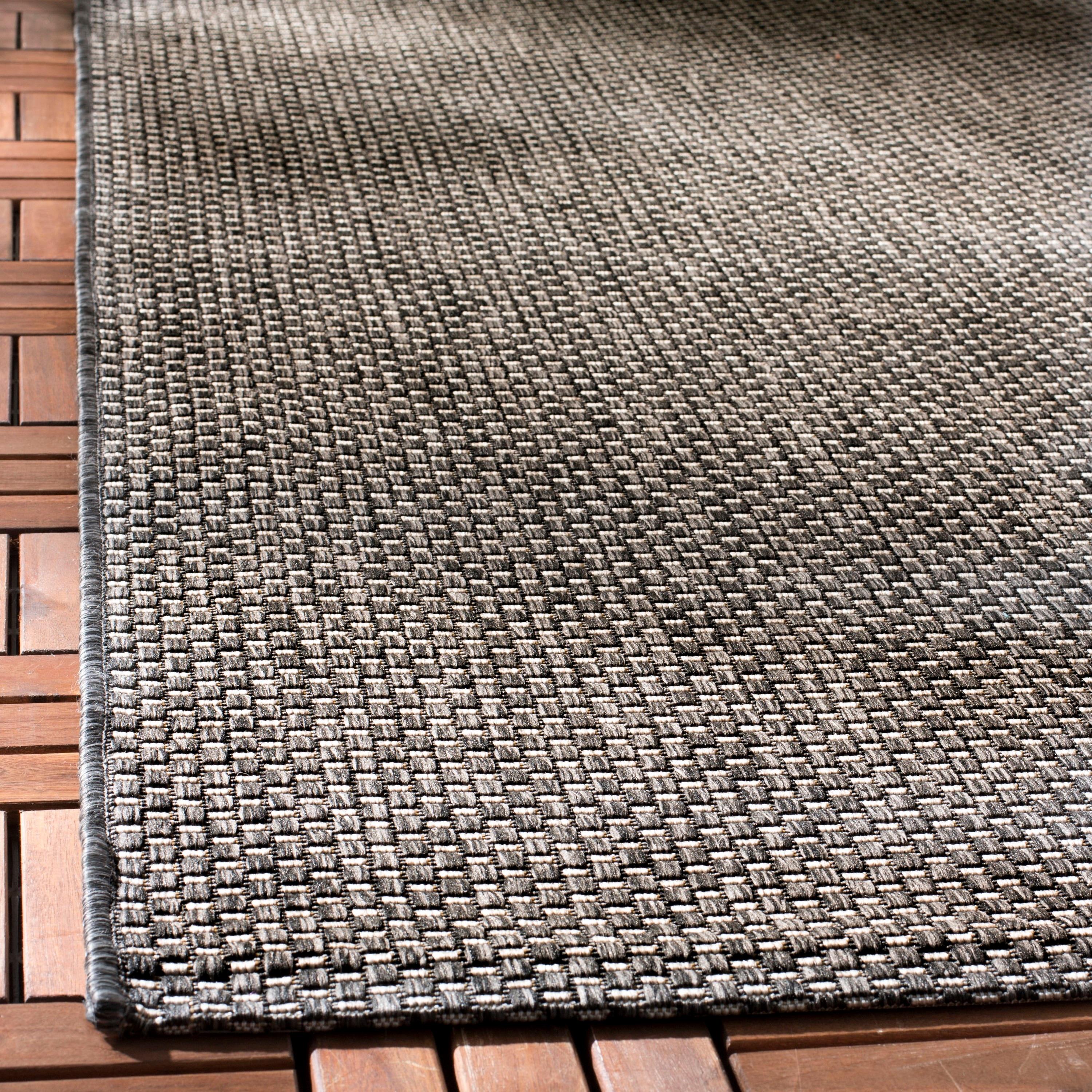 Courtyard CY8521 Power Loomed Indoor/Outdoor Area Rug - Black/Beige - 6'7"x6'7" - Safavieh.