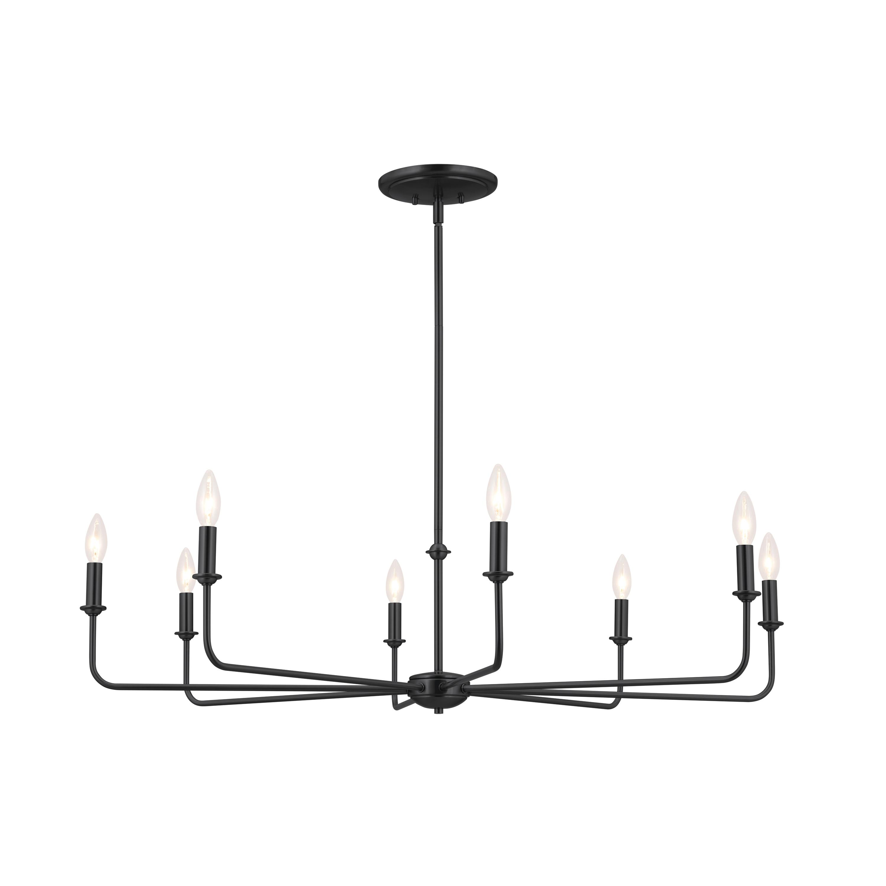 Classic 8 Light Chandelier with White Linen Shades