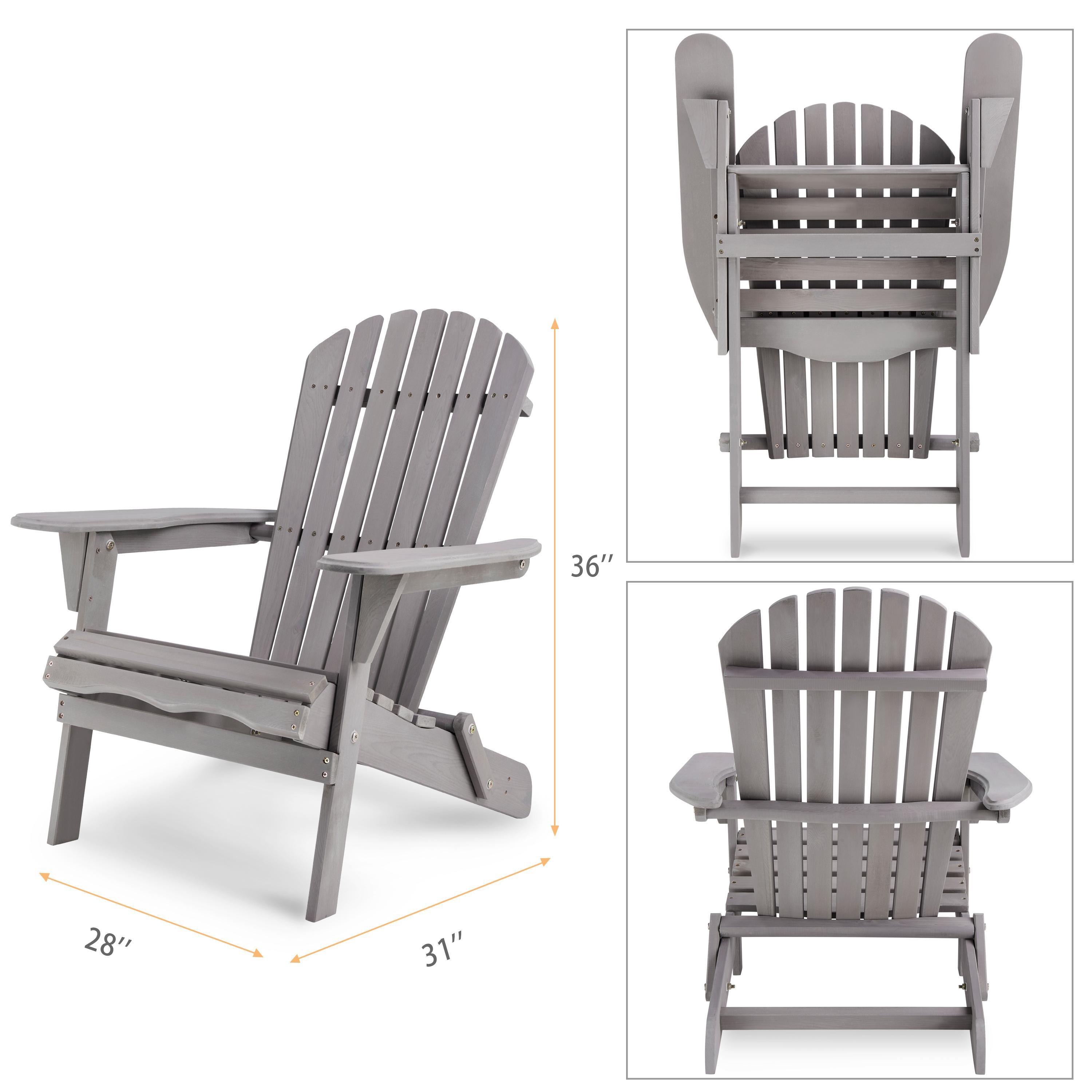 Triple Tree Wood Adirondack Folding Chairs - Set of 2, Gray