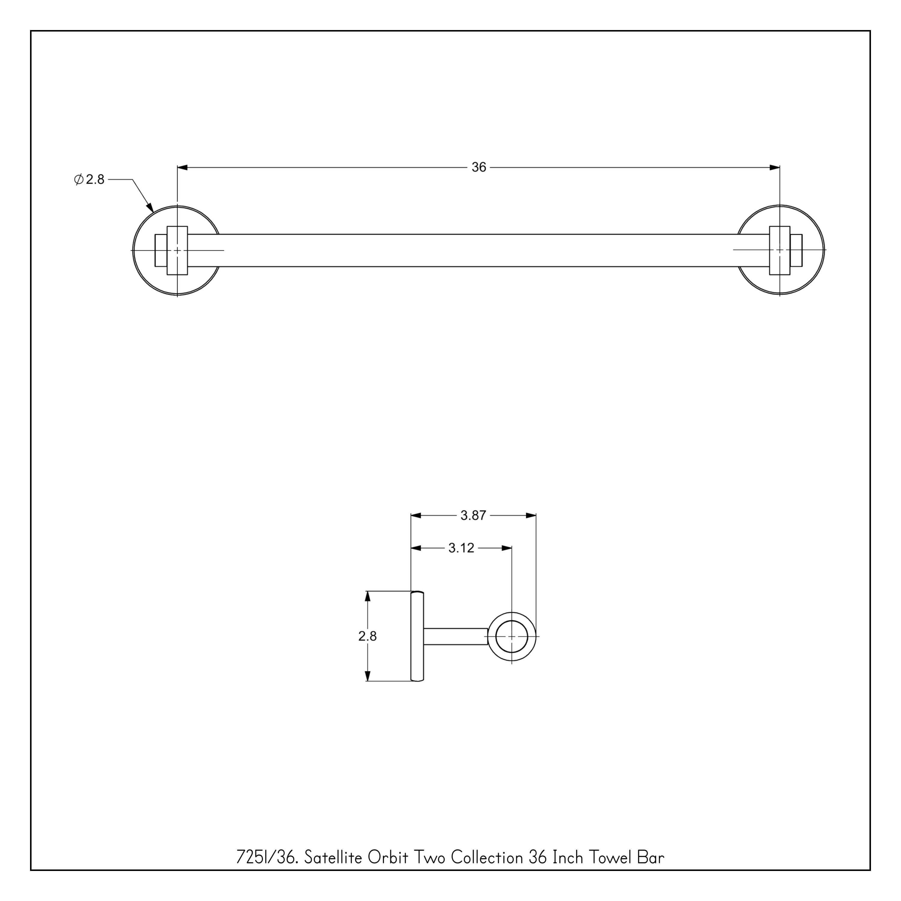 Contemporary Satellite Orbit 36" Wall-Mounted Towel Bar in Satin Nickel