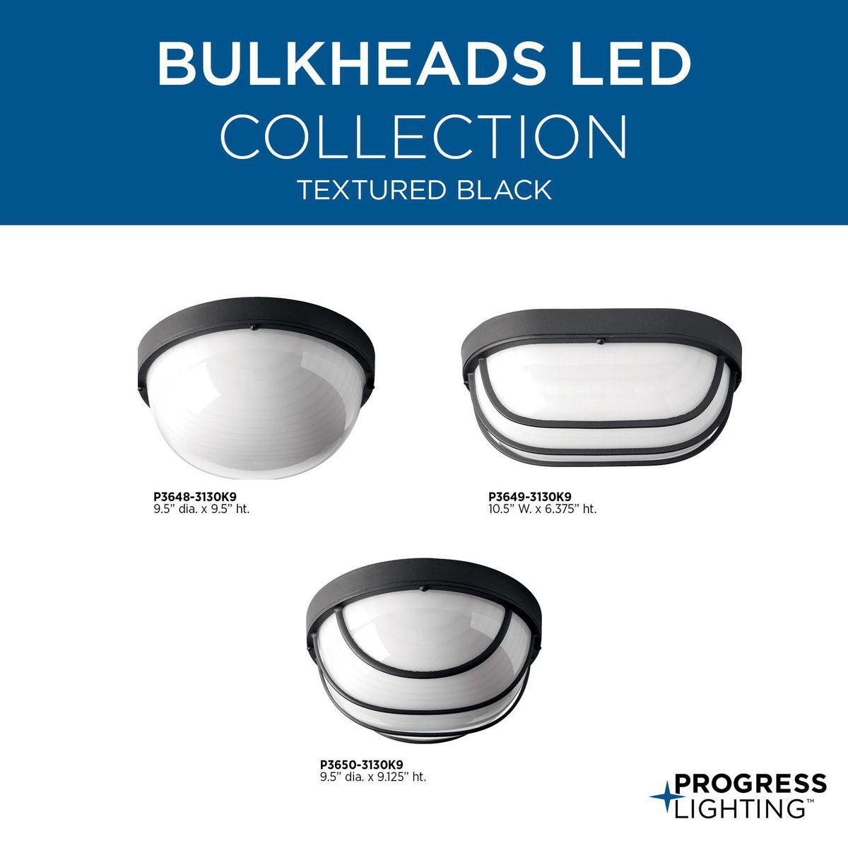 Progress Lighting Bulkheads 1-Light LED Wall/Ceiling Bulkhead, Aluminum, White, Cage Design Shade