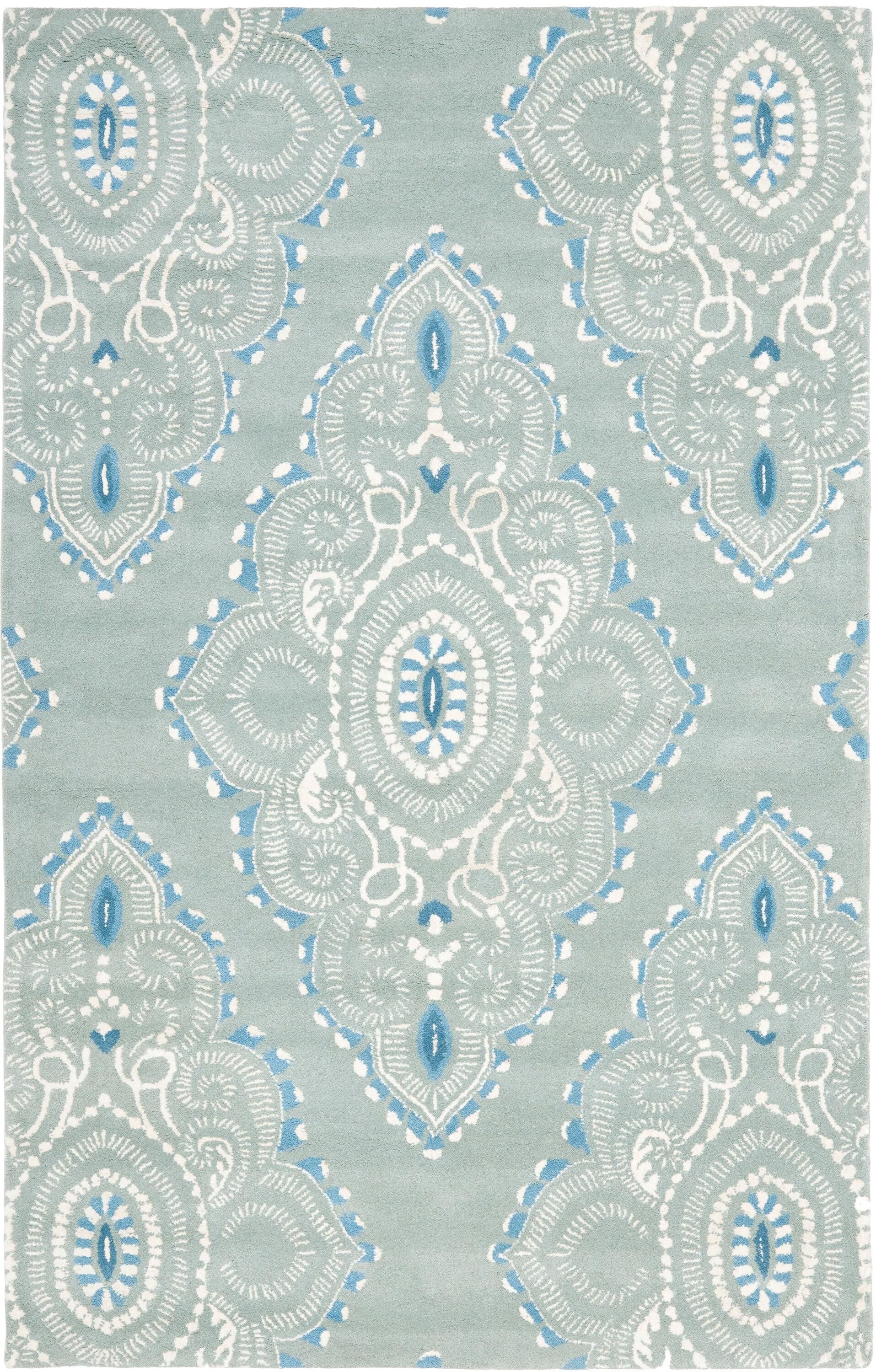 Wyndham WYD372 Hand Tufted Area Rug - Blue/Ivory - 6'x9' - Safavieh.