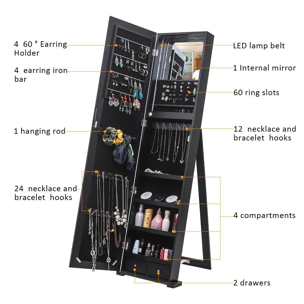 NIERBO Lockable Jewelry Organizer Mirror - Stylish Storage Solution For Women