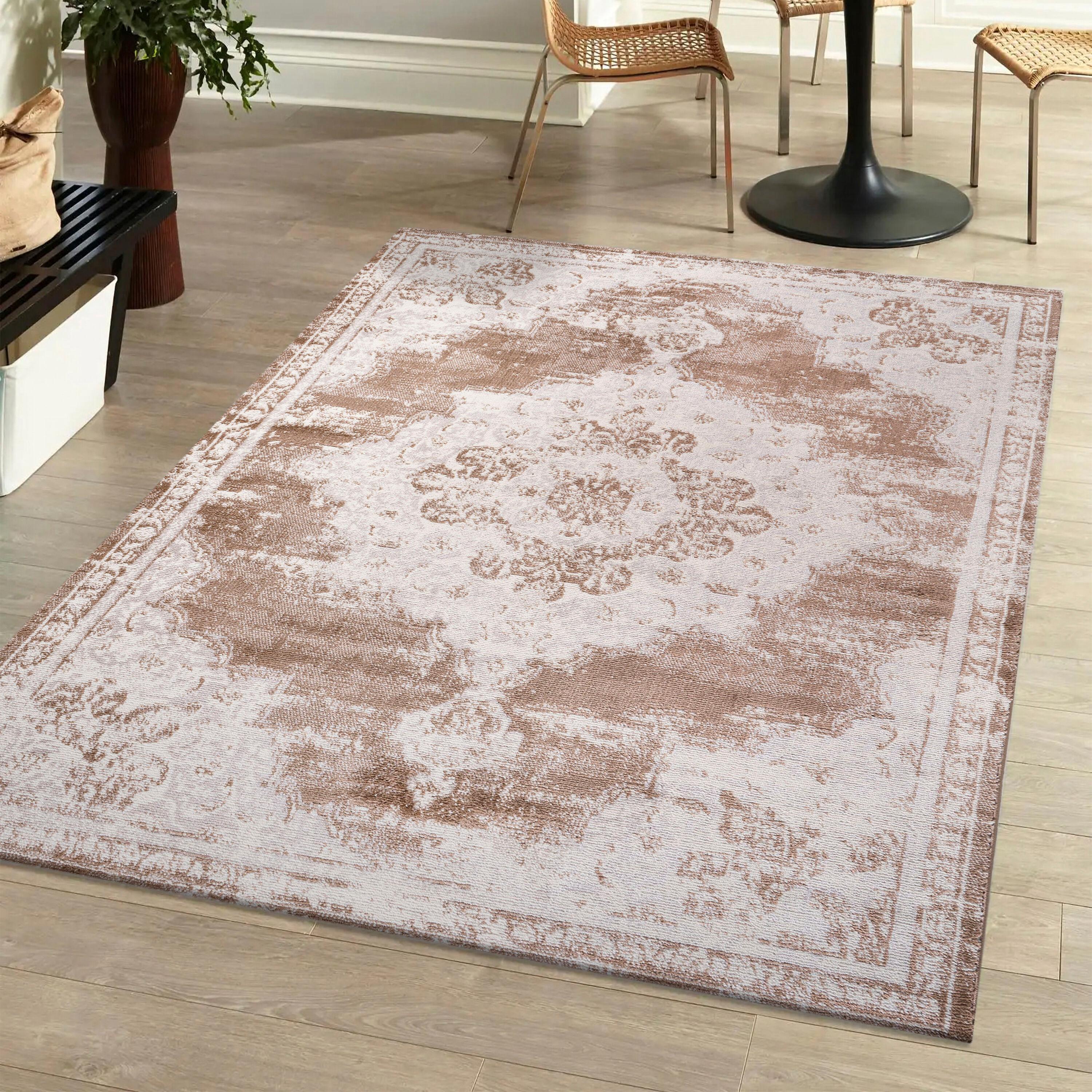4'x6' Alhambra Ornate Medallion Modern Area Rug, Brown/Cream - JONATHAN Y