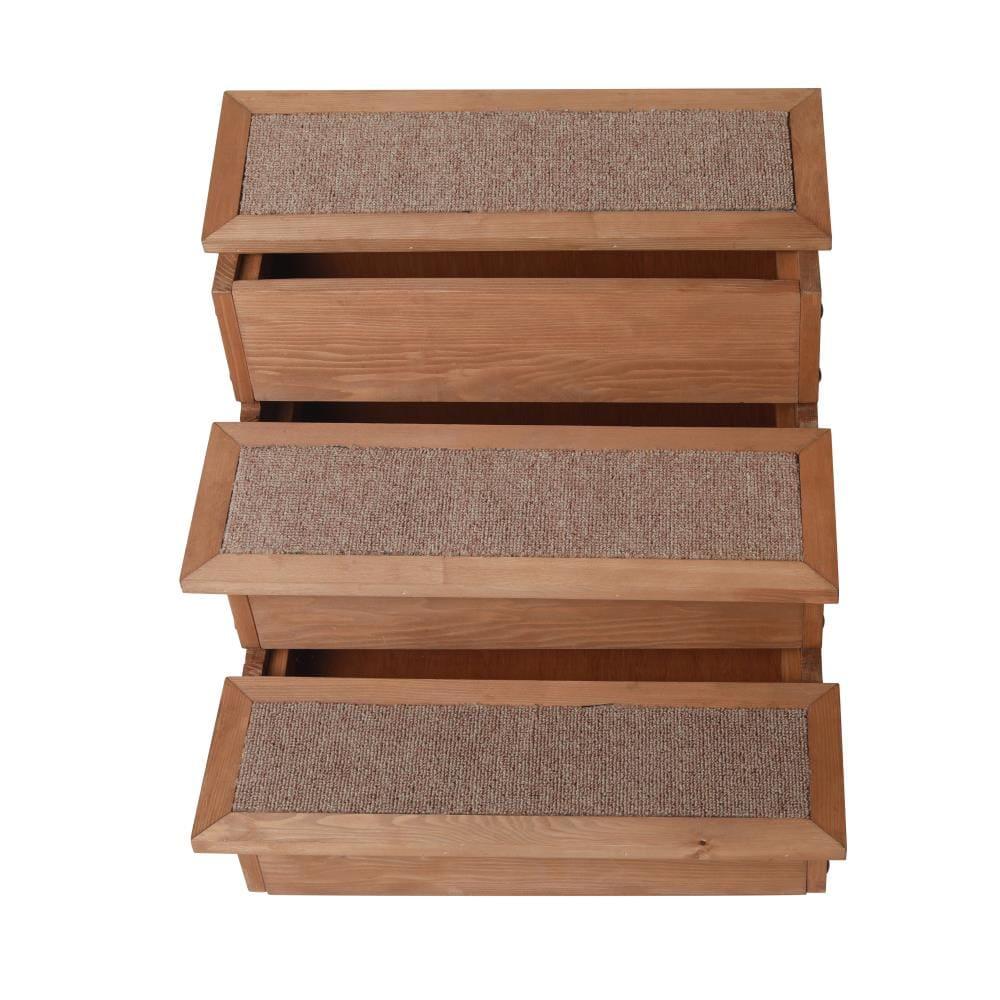 Canadian Hemlock Wooden Pet Stairs with Storage