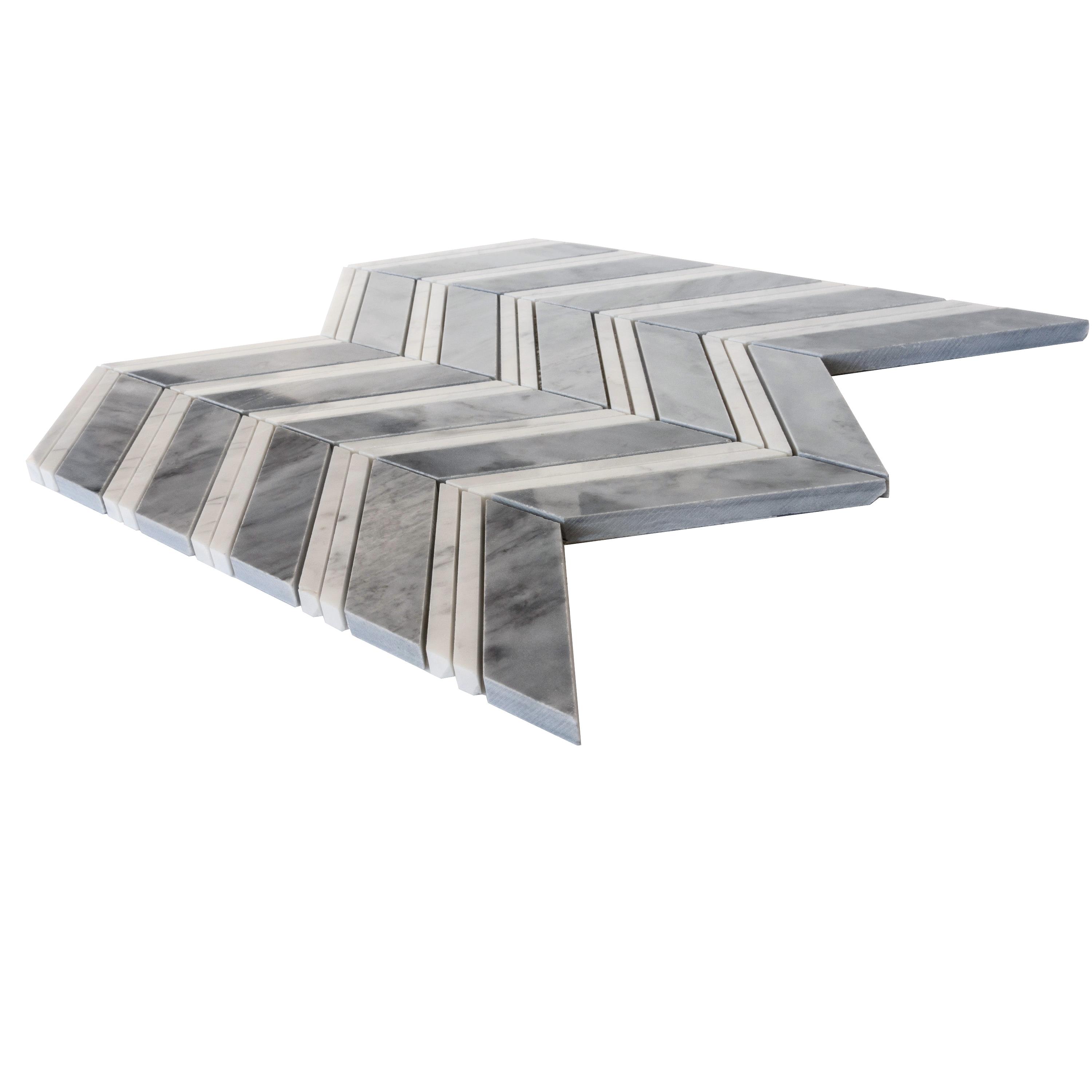 11" X 11.8" Herringbone Marble Polished Tile