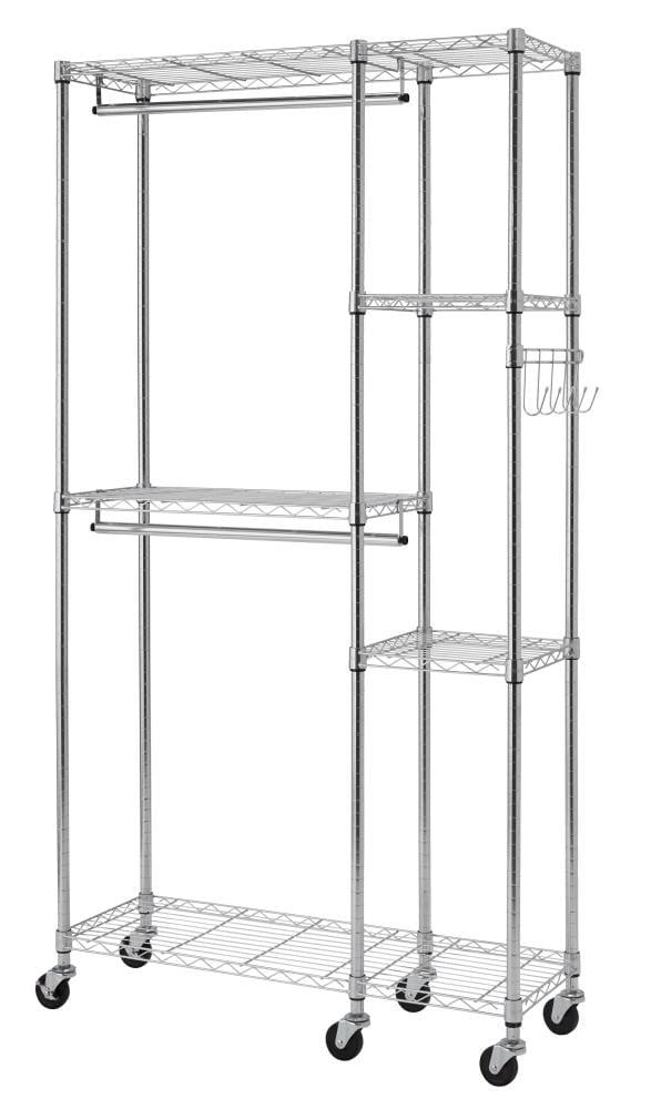 Chrome Wire Free-Standing Closet with Adjustable Shelves