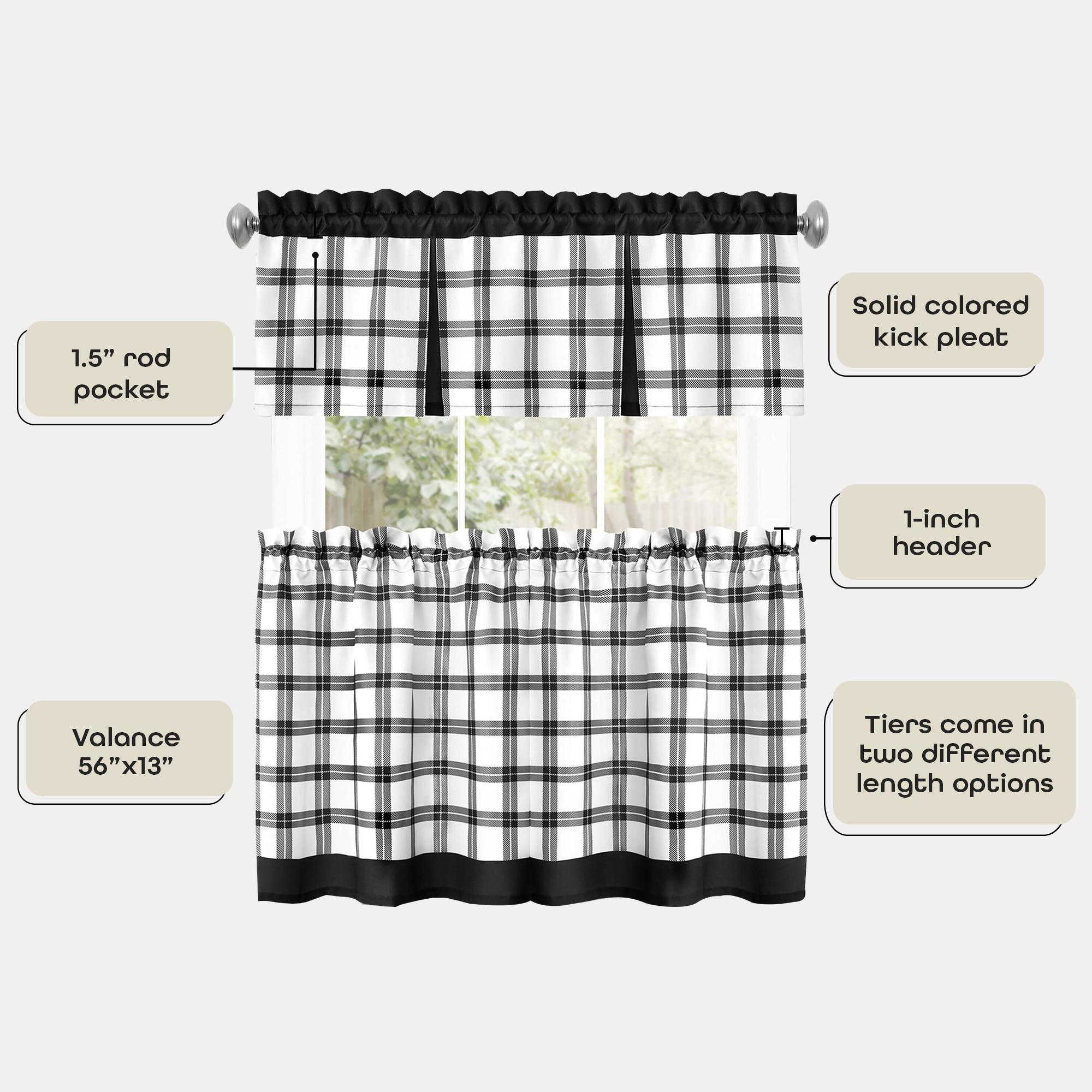 Achim Importing Co Plaid Tailored 58'' W Kitchen Curtain
