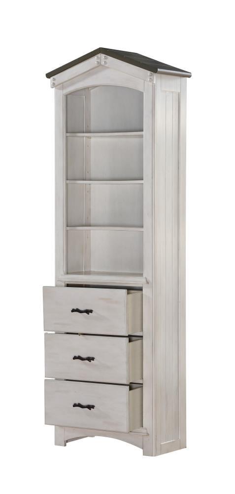 AcmeTree House Bookcase Cabinet in Weathered White and Washed Gray