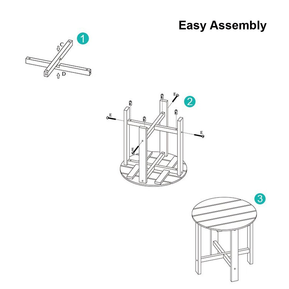 Costway 18'' Patio Round Side End Coffee Table Wooden Slat Garden Deck Black