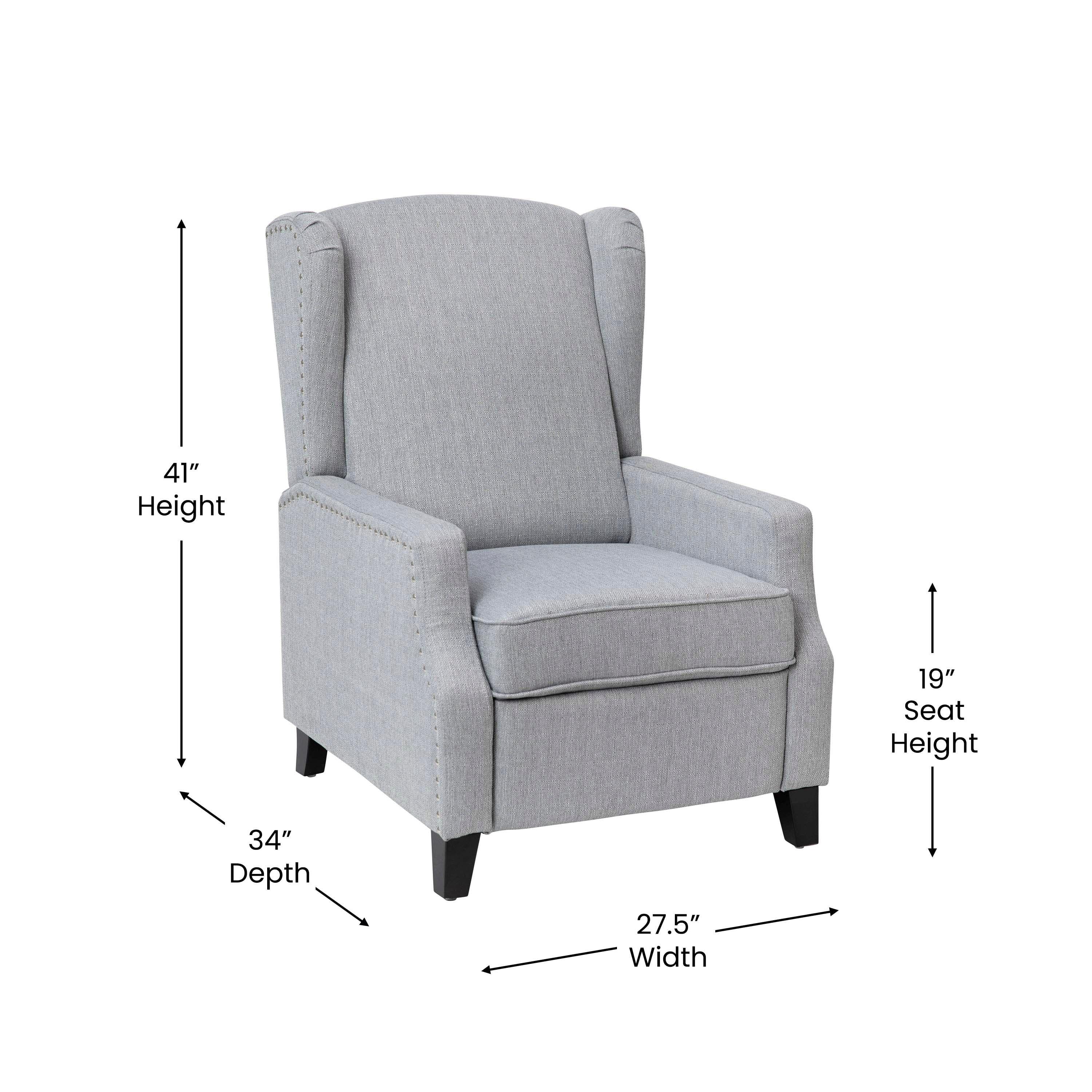 Fulton Polyester Fabric Upholstered Slim Wingback Push Back Recliner by Flash Furniture