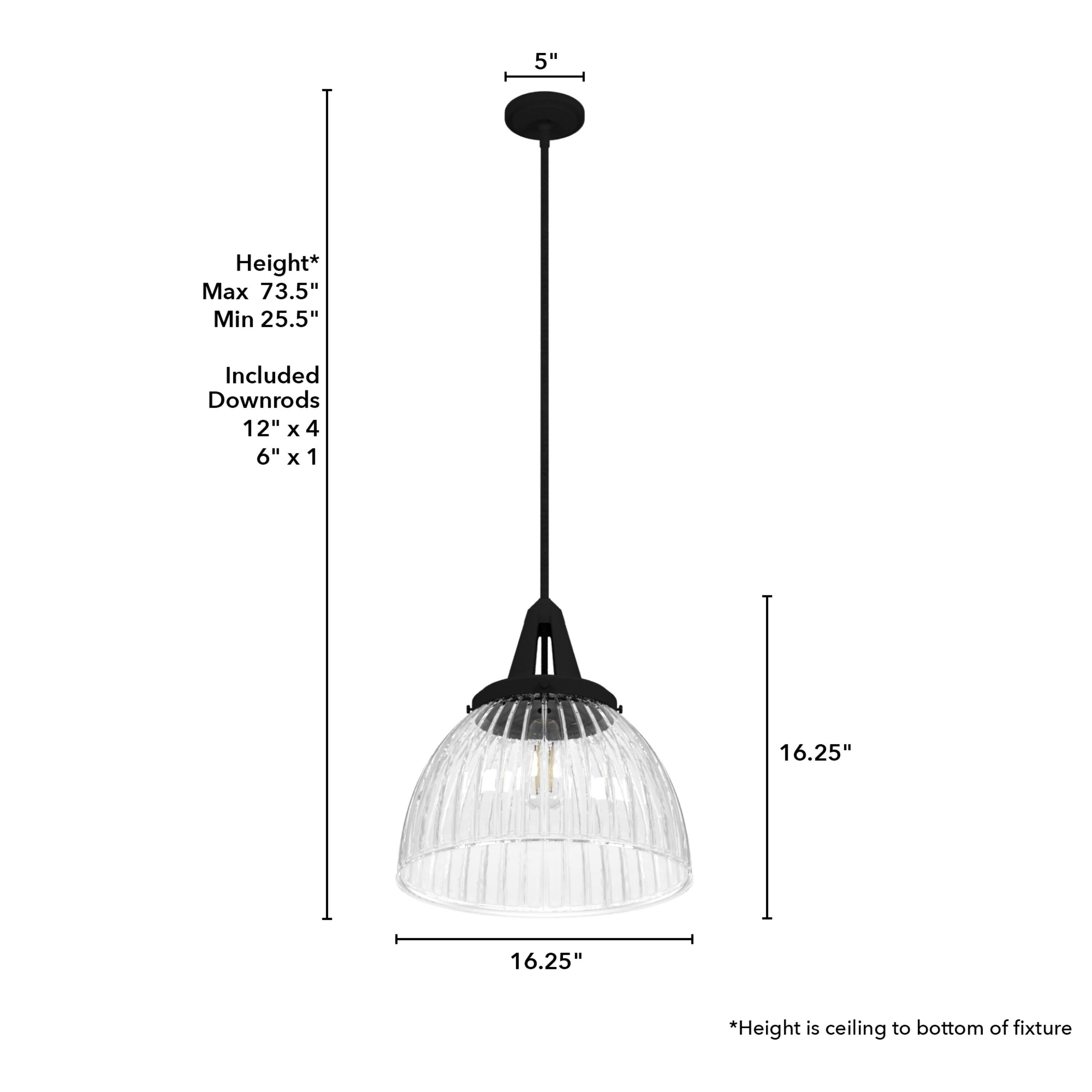 Hunter - Cypress Grove 1-light Natural Black Iron, Medium Size Pendant Light, Dimmable, Transitional Style, Dome Shaped, for Bedrooms, Kitchens, Dining, Living Rooms - 19251