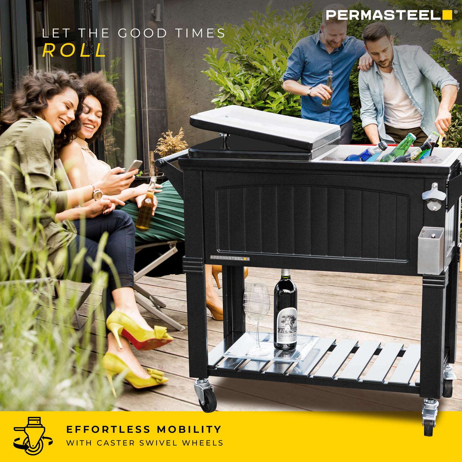 Permasteel Permasteel 80 Qt. Furniture Style Rolling Patio Cooler