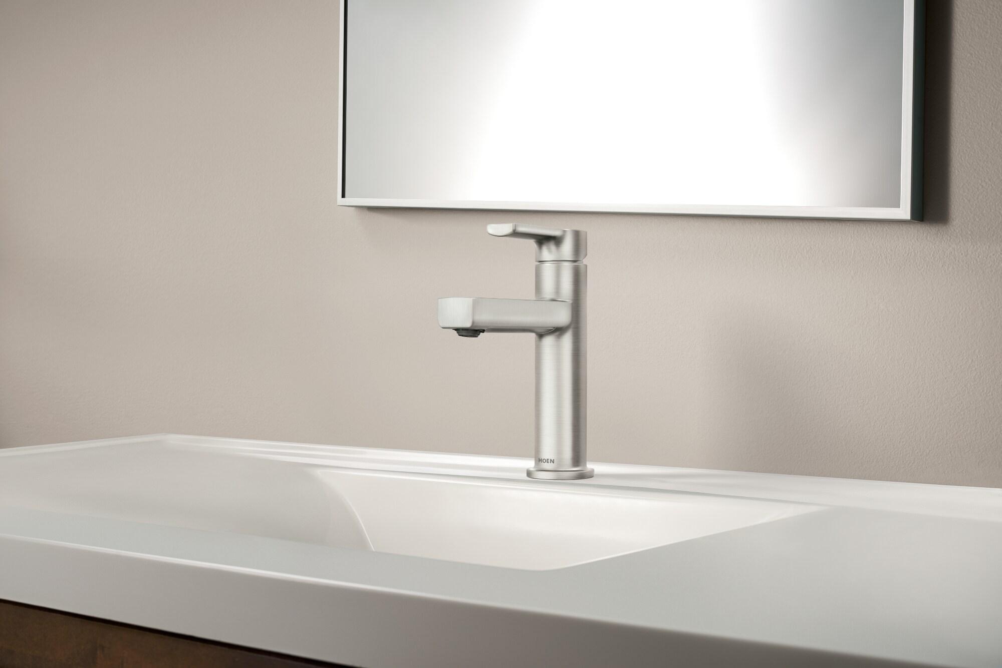 Moen Rinza 1-Handle Lever Centerset Bathroom Faucet, Spot Resist Brushed Nickel