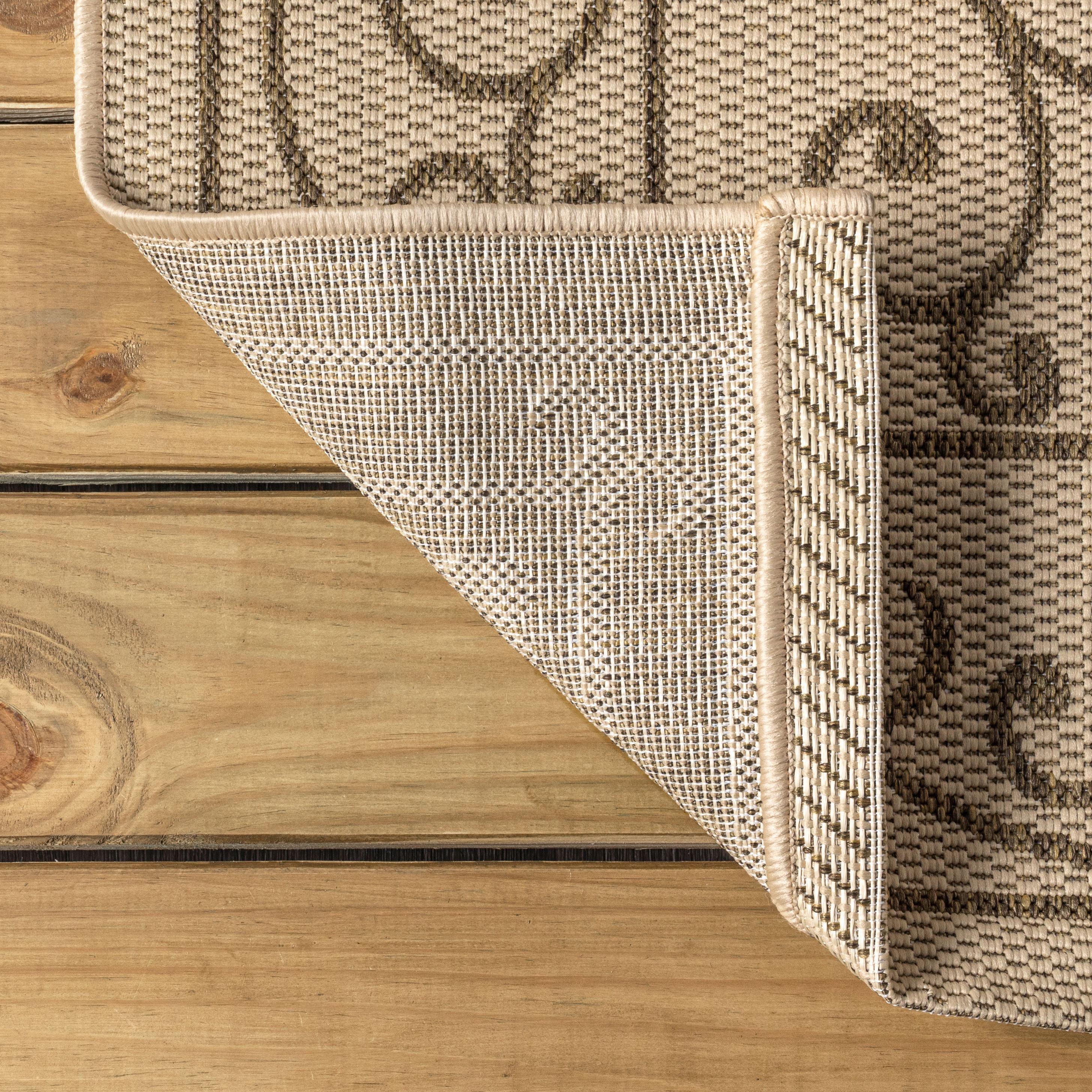 8'x10' Charleston Vintage Filigree Textured Weave Indoor/Outdoor Area Rug, Beige/Brown - JONATHAN Y