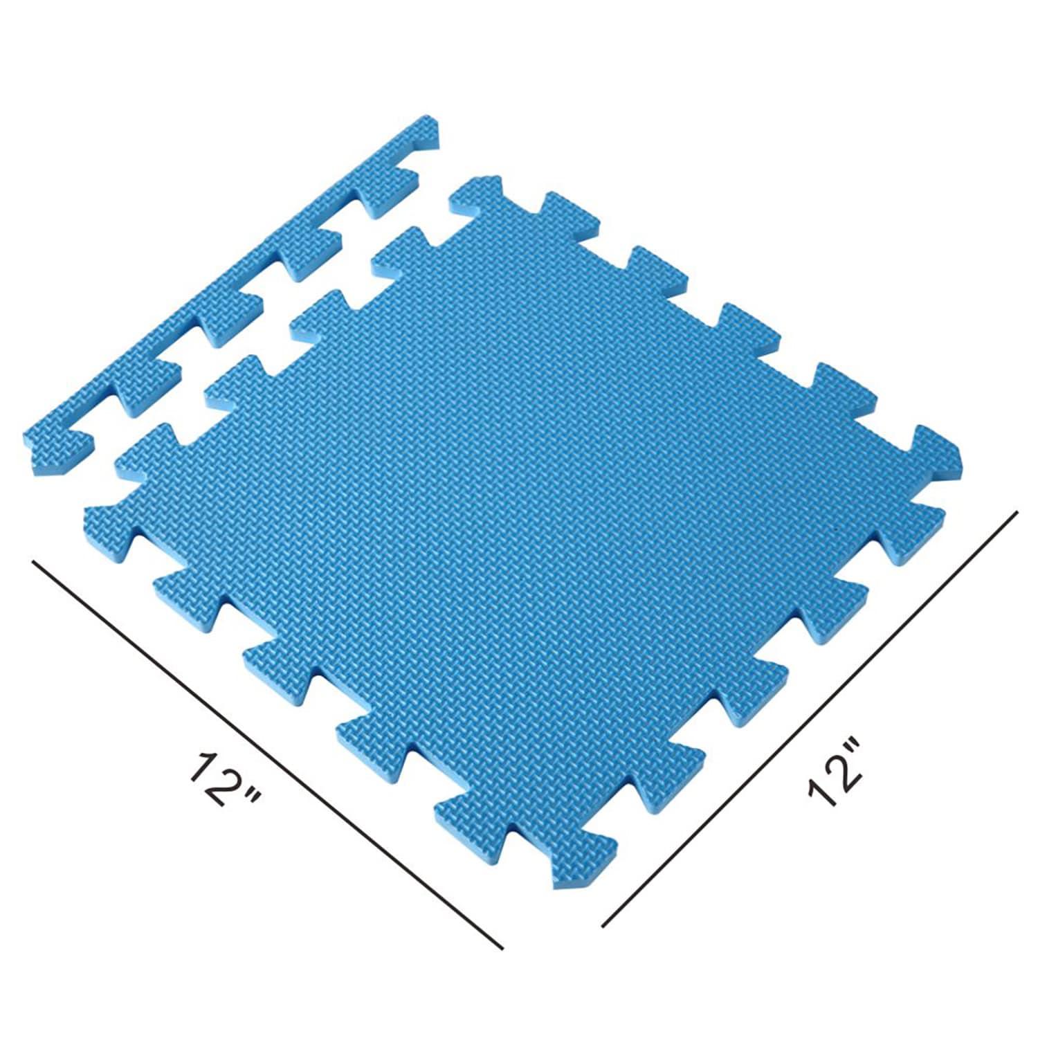 Easy Playhouse: 12 Soft Foam Floor Tiles - Blue-Grey-White, Interlocking Mat