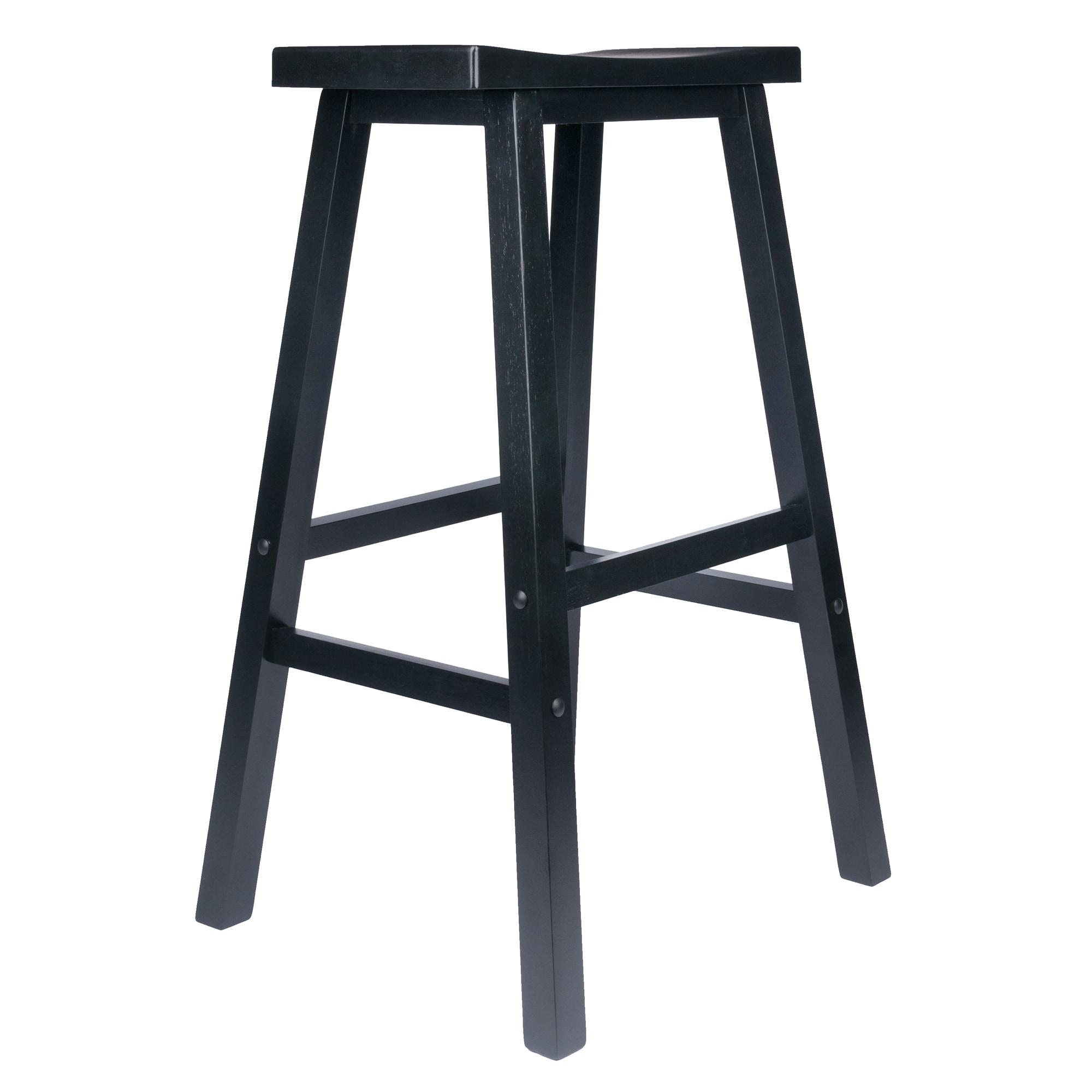 29" Satori Saddle Seat Barstool Black - Winsome: Solid Wood, High-Top Counter, Backless Design