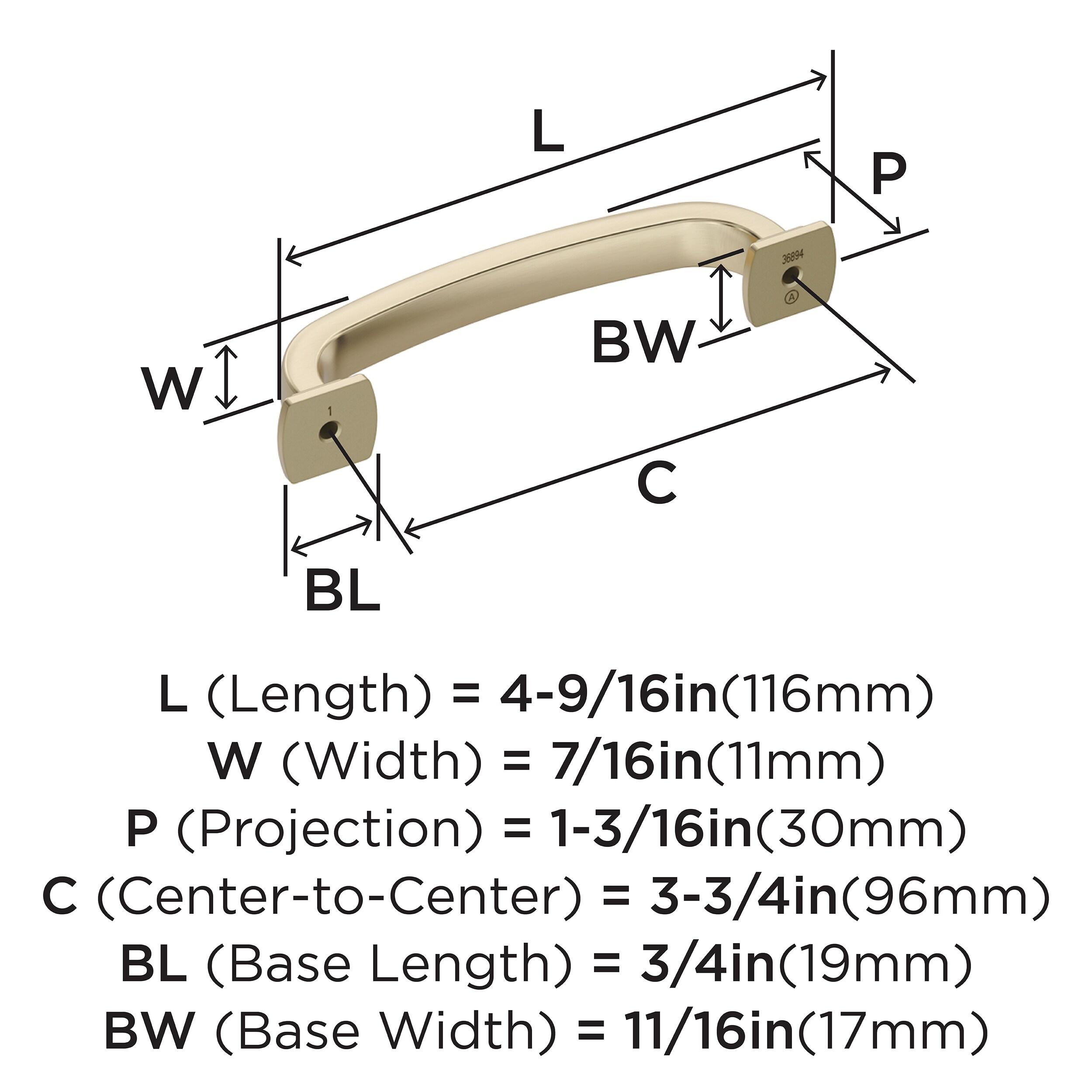 Amerock Surpass 3-3/4 inch (96mm) Center-to-Center Golden Champagne Cabinet Pull