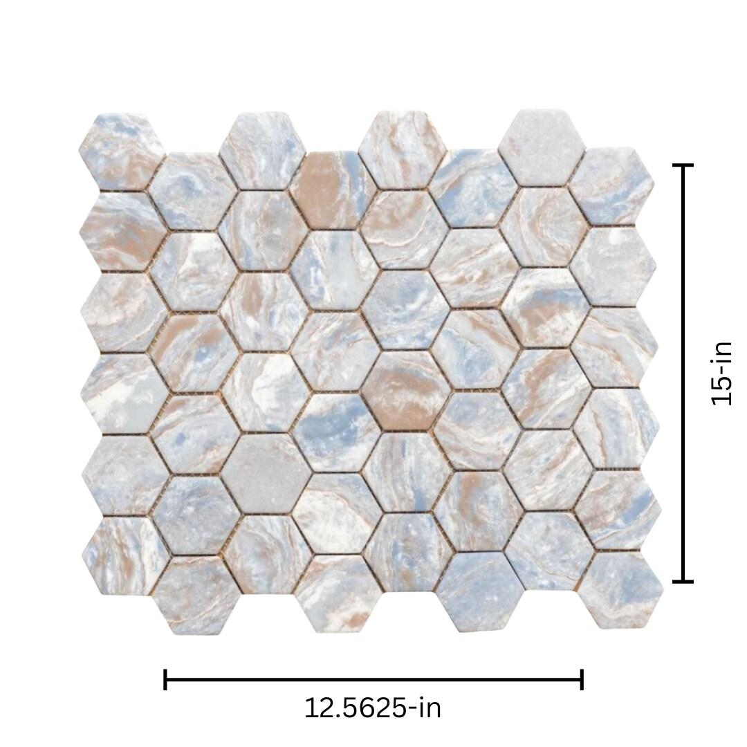 The Tile Life Honeycomb Greige 1.88x1.88 Glass Mosaic Wall Tile - 1 Sheet (1.12 Sq. ft.)