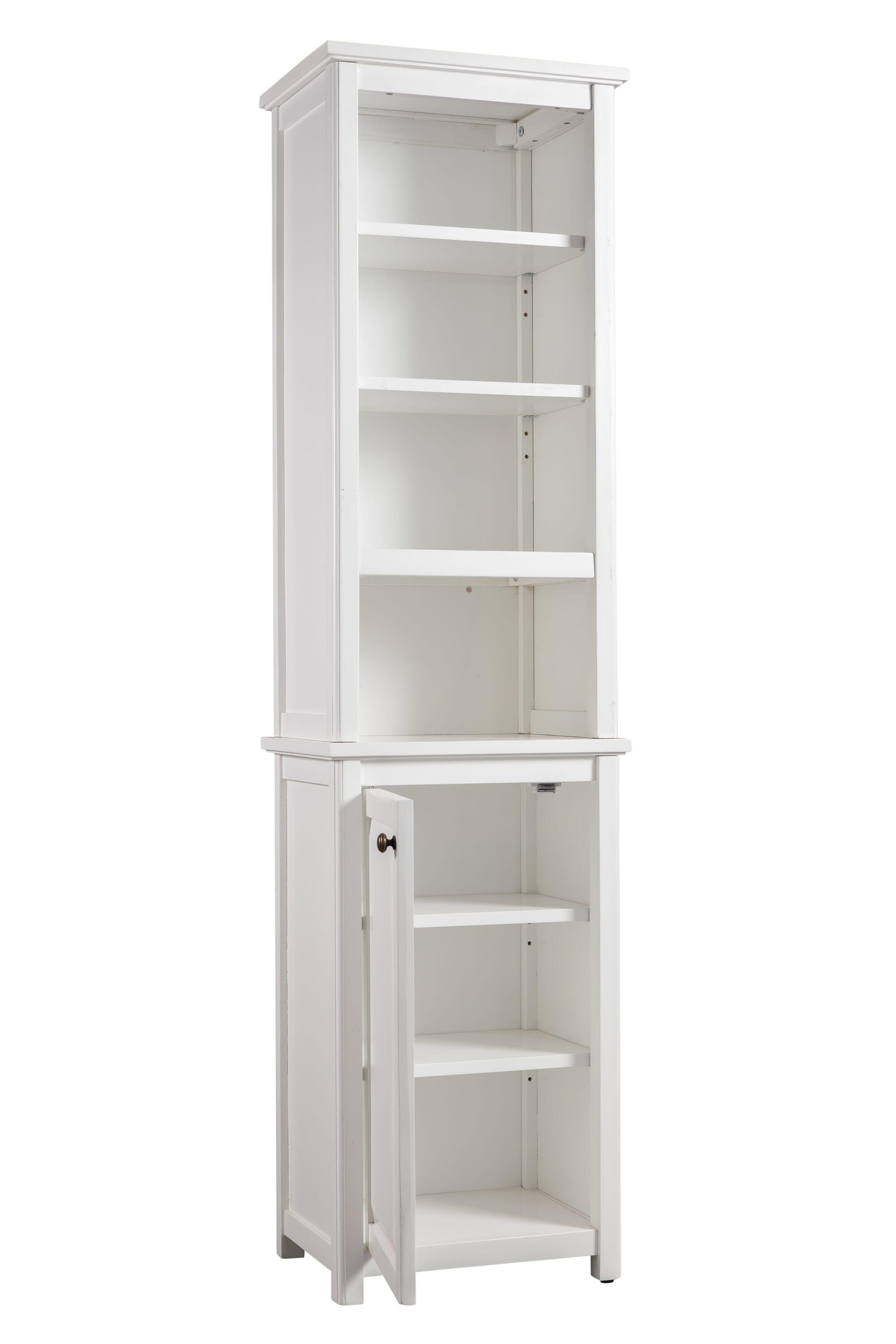 Dorset Bathroom Storage Tower with Open Upper Shelves and Lower Cabinet - Alaterre Furniture