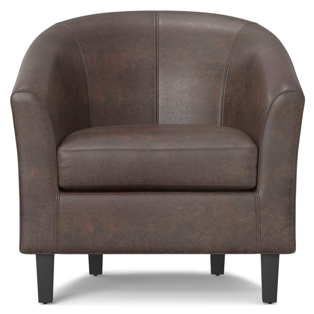 Simpli Home Austin 30"W Upholstered Vegan Faux Leather Contemporary Tub Accent Chair with High Arms and Deep Seat