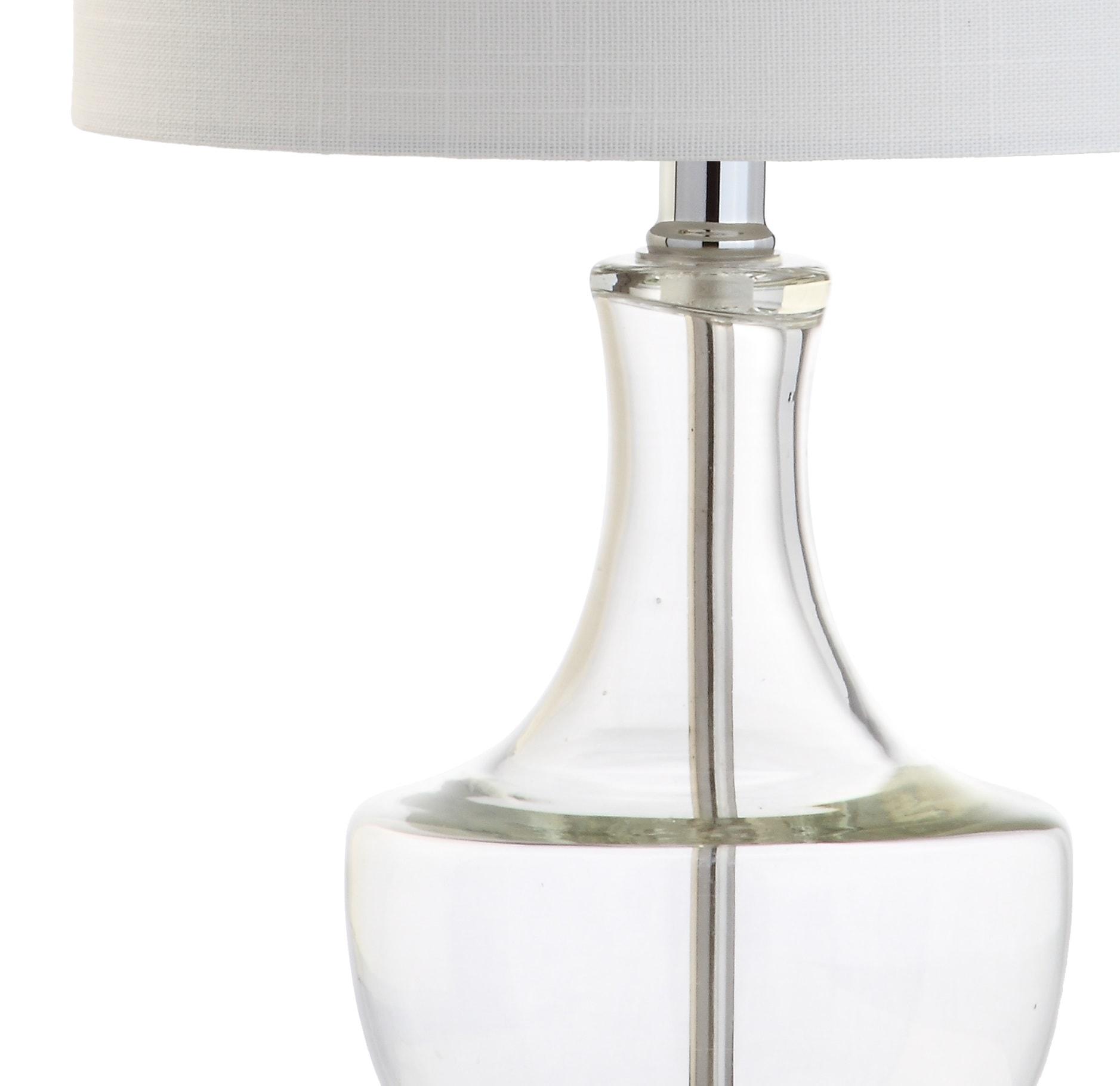 JONATHAN Y JYL1029A Colette 20" Mini Glass LED Table Lamp, Transitional, Glam, Global for living room, dinning room, bedroom, office Bulb Included, Clear