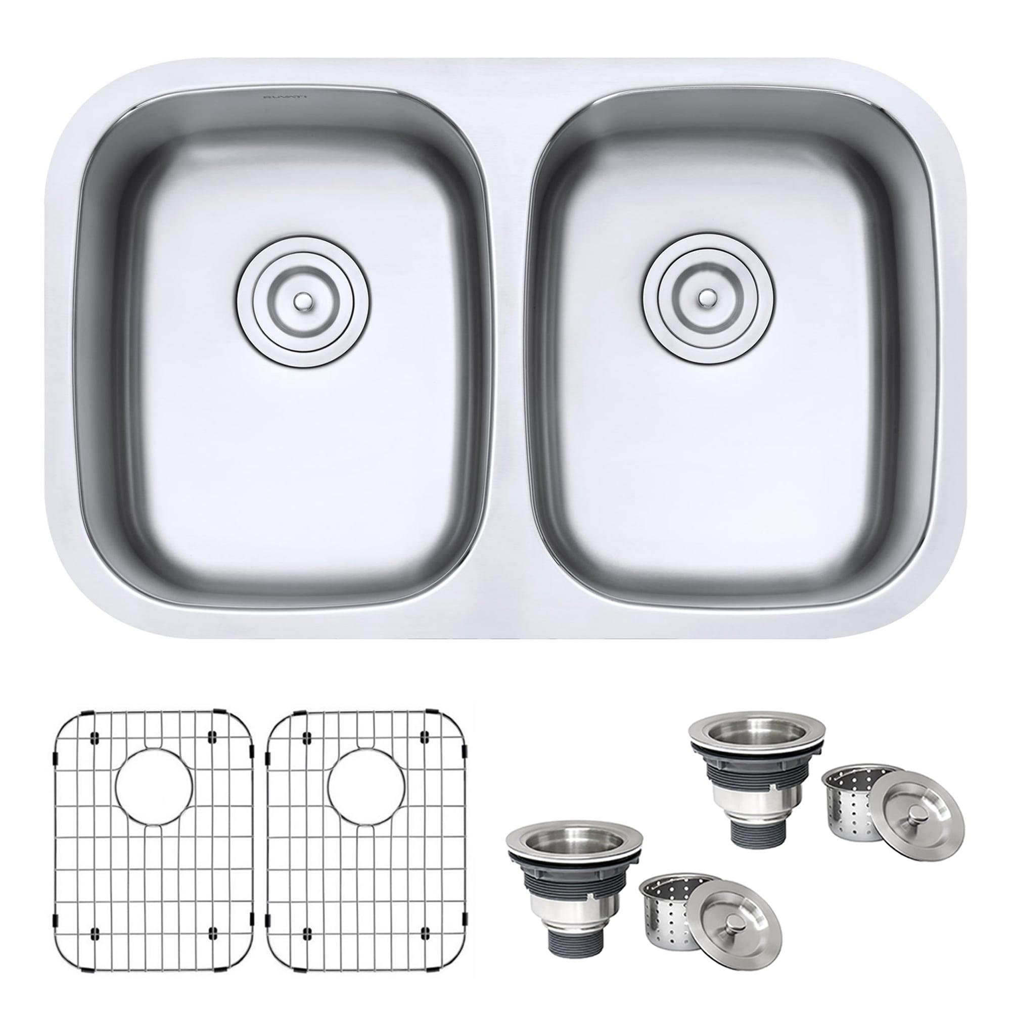 Ruvati 29-inch Undermount 50/50 Double Bowl 16 Gauge Stainless Steel Kitchen Sink