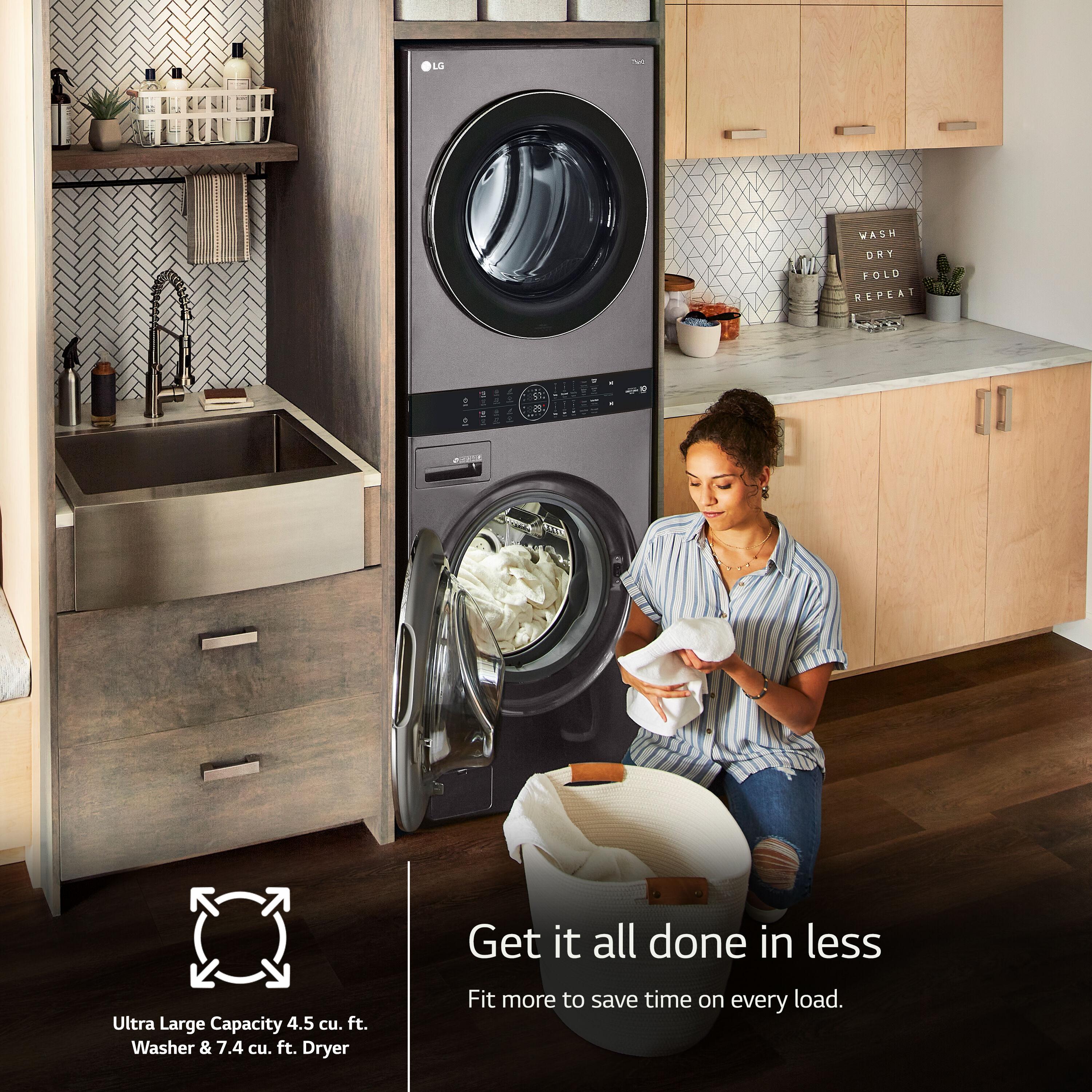 LG LG Single Unit Front Load WashTower with Center Control Washer and 7.4 cu. ft. Electric Dryer, 4.5 cu. ft. WKE100HVA
