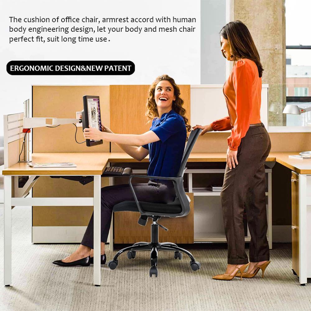 BestMassage Office Chair Mesh Computer Chair Task Chair with Lumbar Support & 360° Swivel Home Office Swivel Chair Modern Desk Chair, Black