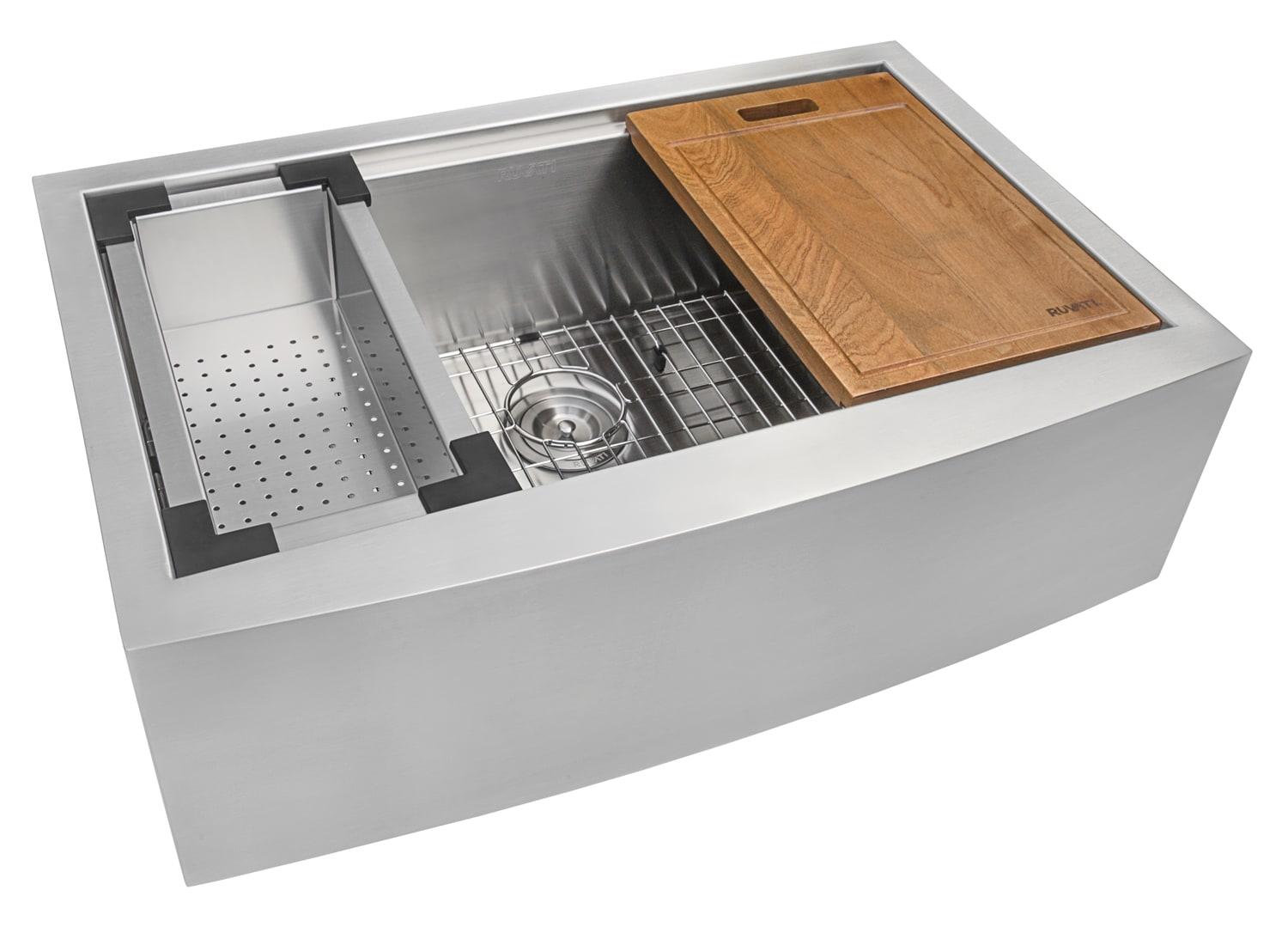 Ruvati 36-inch Apron-front Workstation Farmhouse Kitchen Sink 16 Gauge Stainless Steel Single Bowl