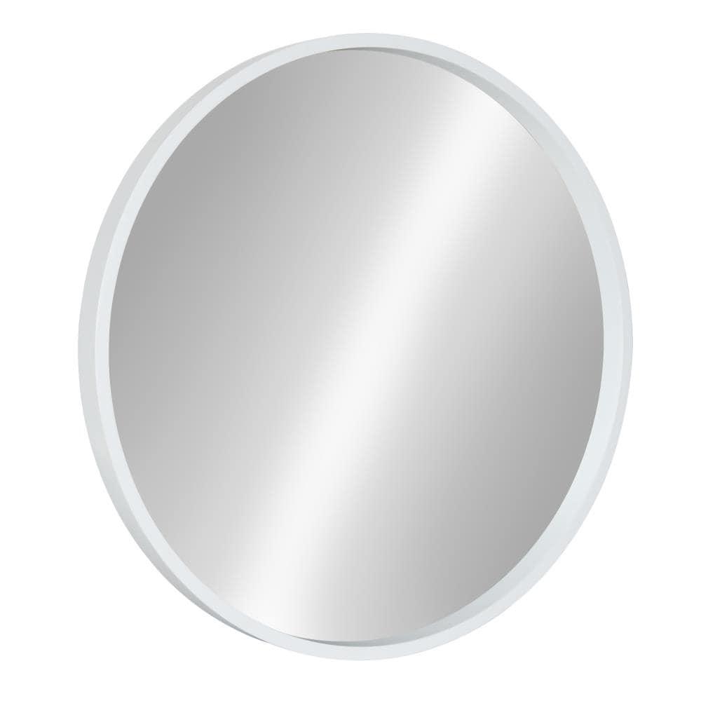 22" x 22" Travis Round Wood Accent Wall Mirror White - Kate and Laurel All Things Decor: Modern Satin Finish, No Assembly Required