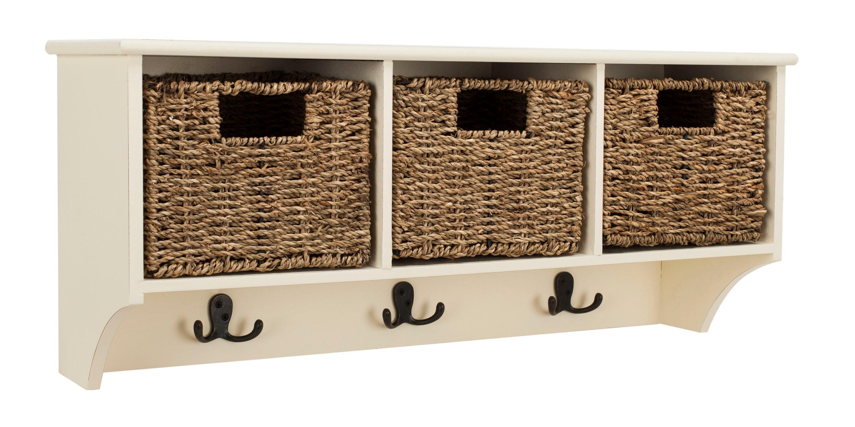 Finley Hanging 3 Basket Wall Rack - White - Safavieh