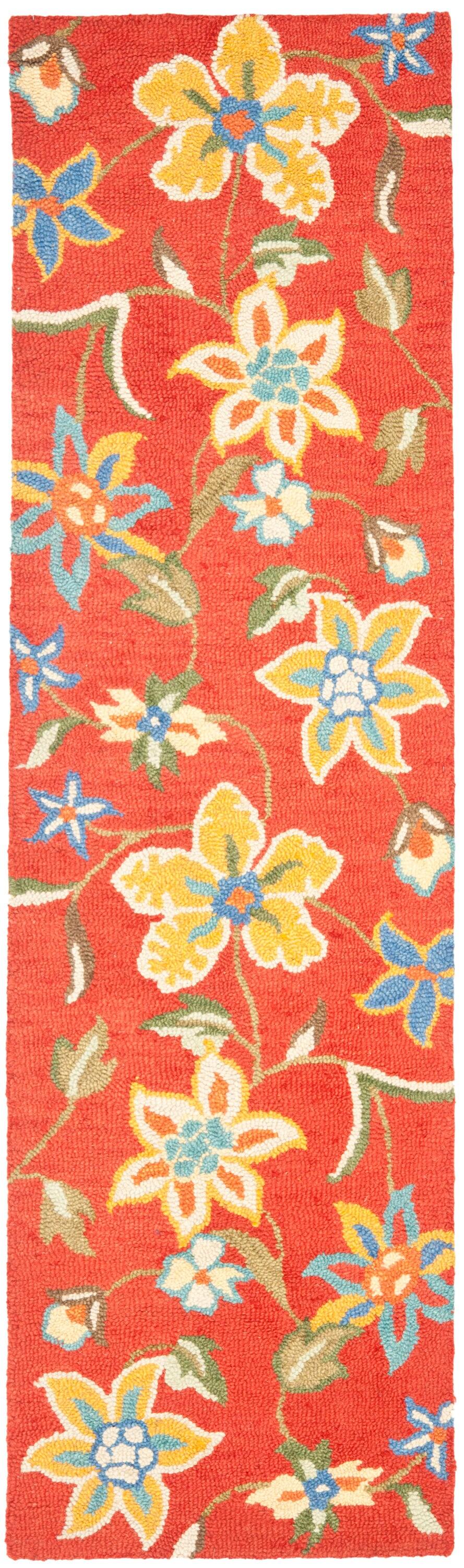 Blossom BLM673 Hand Hooked Runner Rug - Rust/Multi - 2'3"x8' - Safavieh.