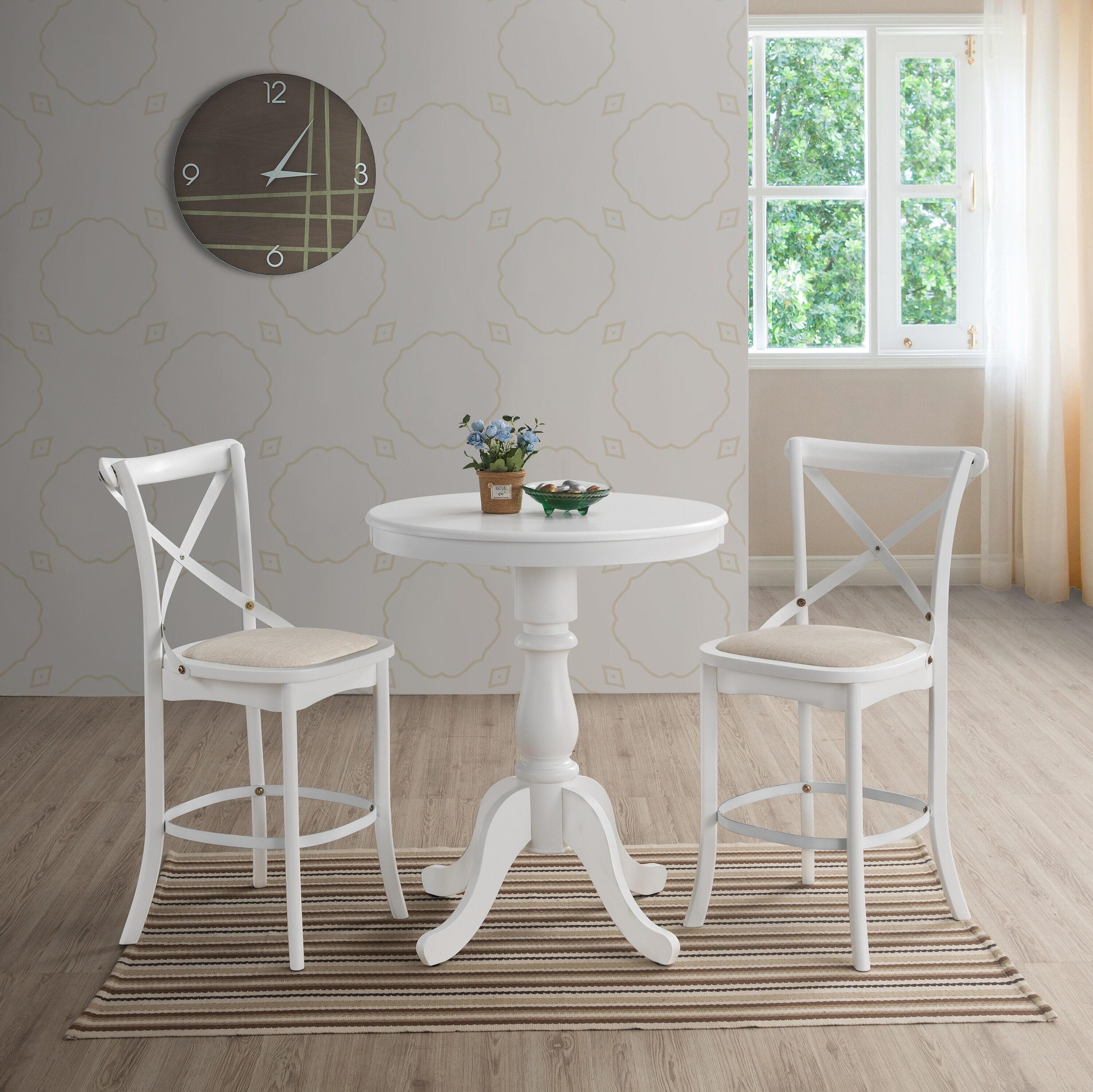 Carolina Living 30" Salem Round Pedestal Bar Table White: 36" High, MDF & Wood Veneer, Mid-Century Modern