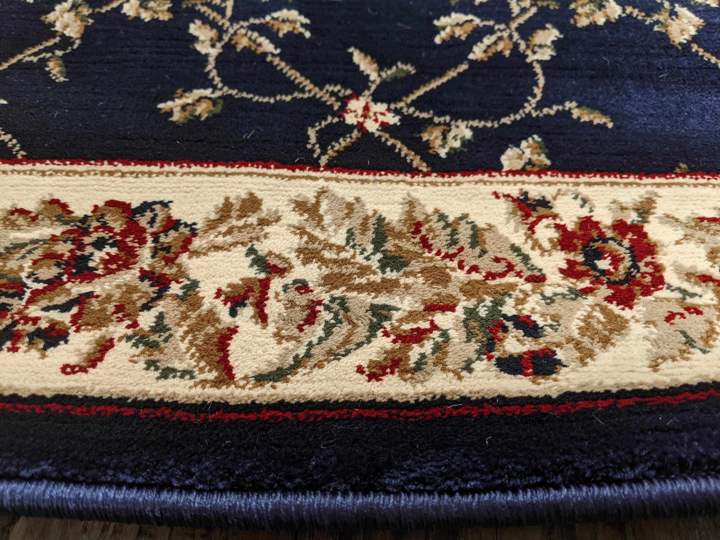Radici Usa Noble Area Rug 1427 Navy Blue Floral Country 2' 2" x 8' Rectangle