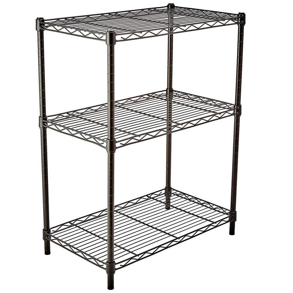 Ktaxon 3 Tier Storage Rack, Adjustable Kitchen Metal Wire Shelving Organizer Unit, 24'' L x 14'' W x 33.5'' H, Black