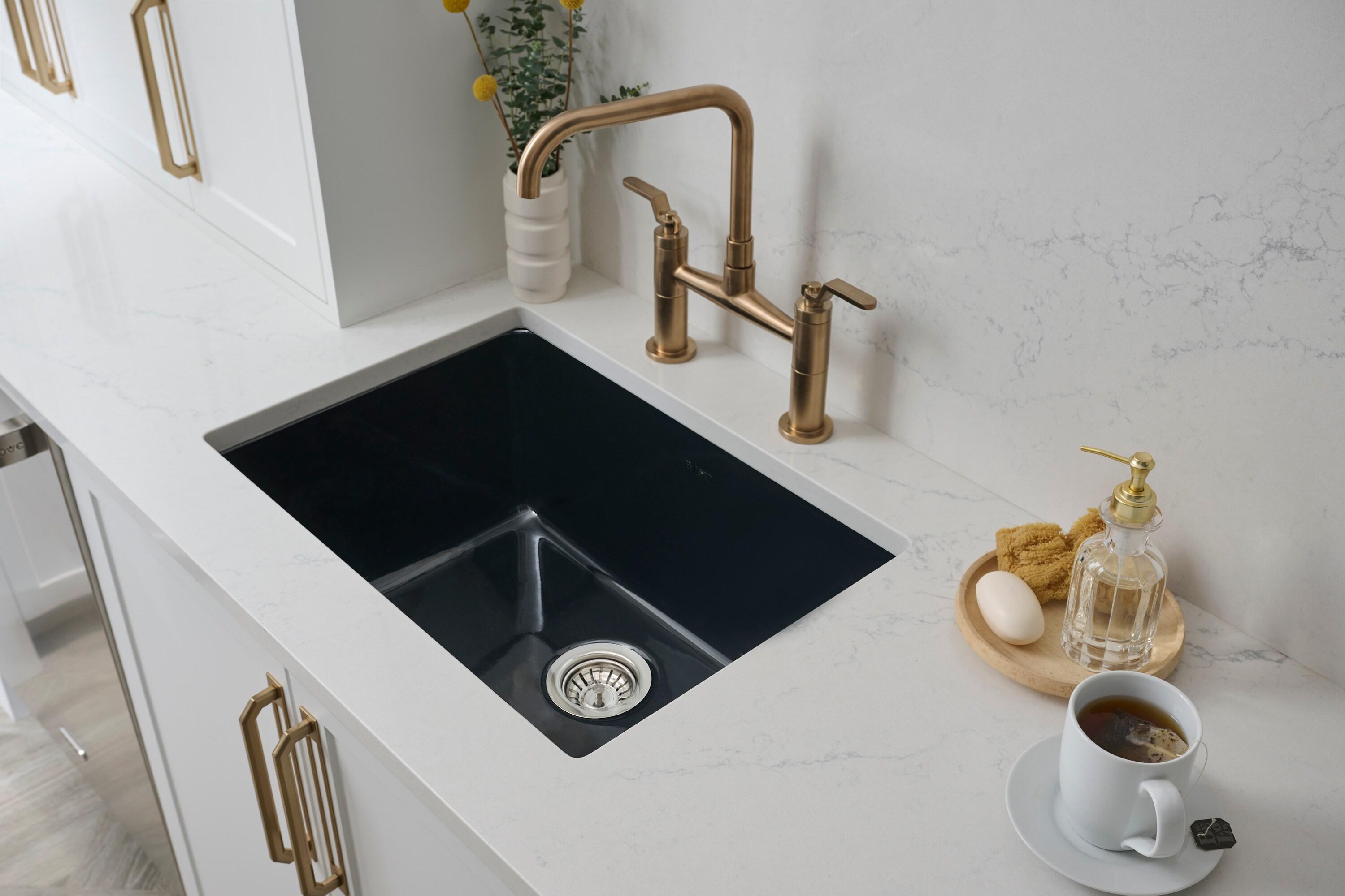 Ruvati 24-inch Fireclay Undermount / Drop-in Topmount Kitchen Sink Single Bowl - Glossy Black