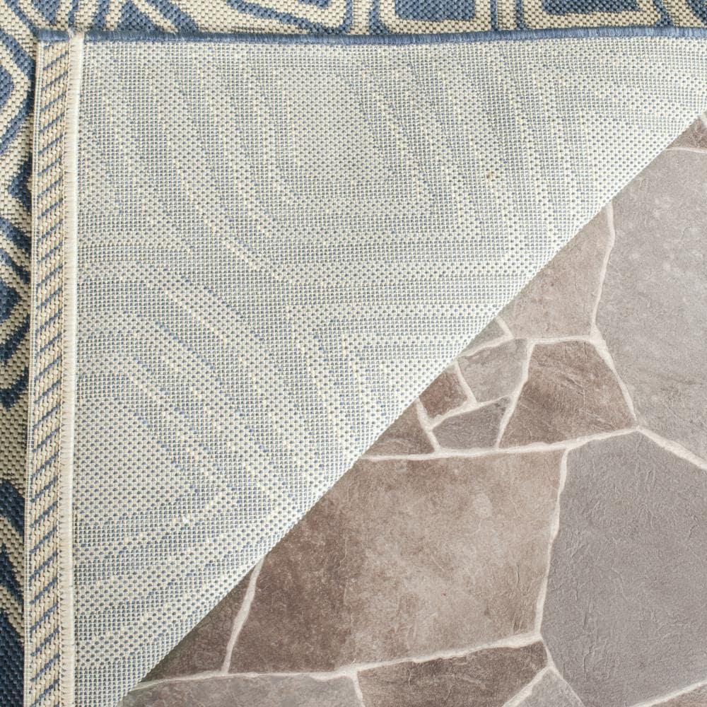 SAFAVIEH Courtyard Thane Nautical Indoor/Outdoor Area Rug, 4' x 5'7", Blue/Beige