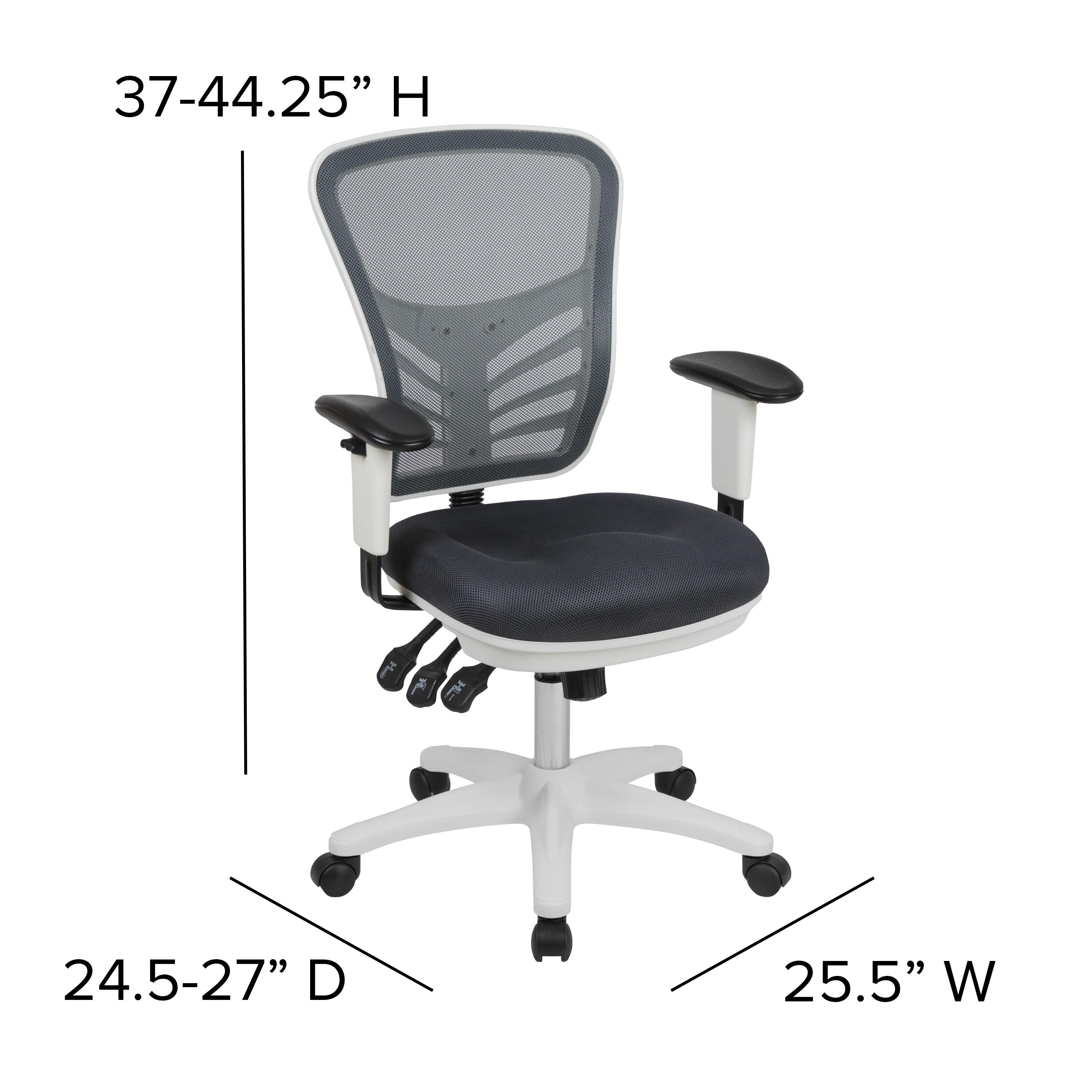 Flash Furniture Mid-Back Dark Gray Mesh Multifunction Executive Swivel Ergonomic Office Chair with Adjustable Arms and White Frame