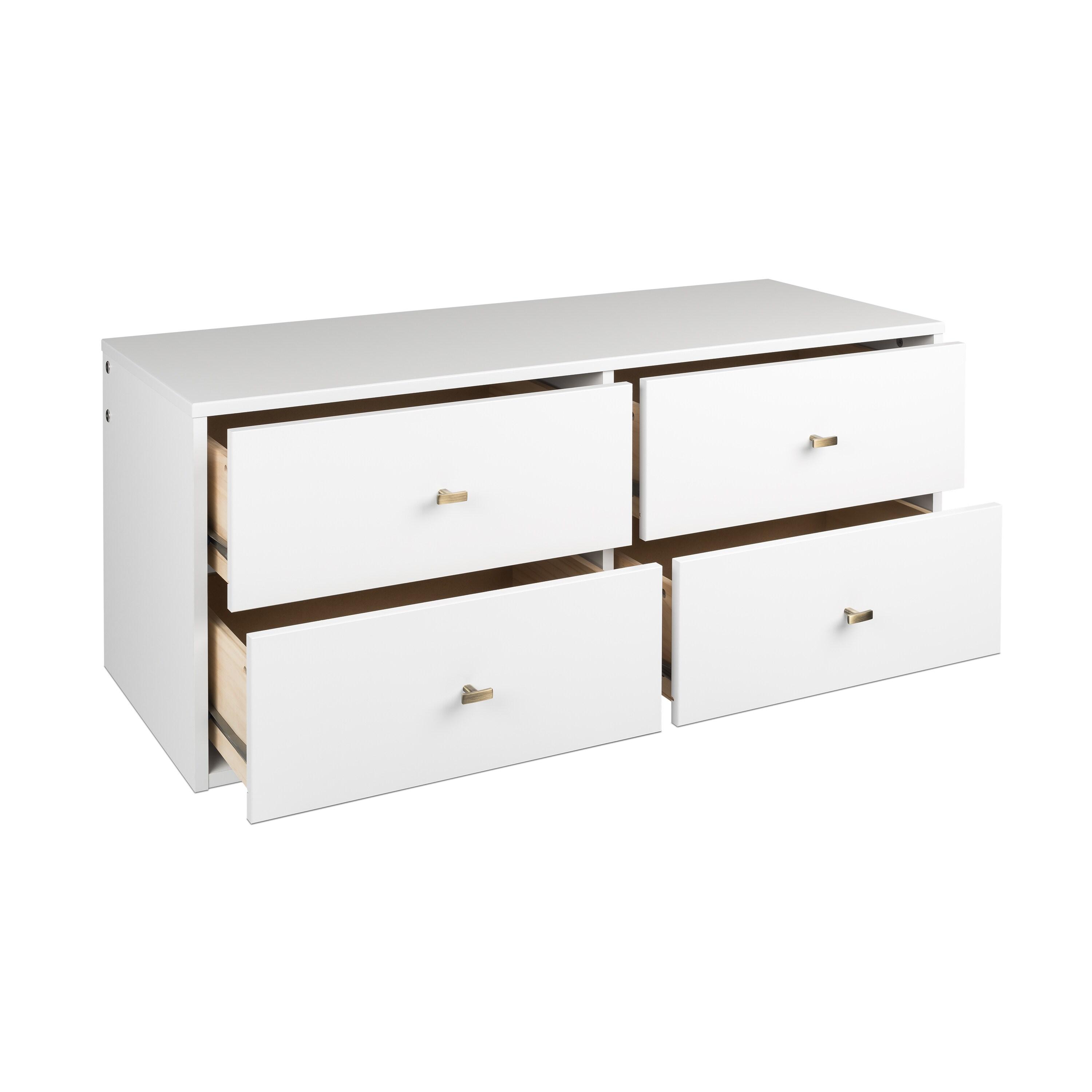 Floating 4 Drawers Dresser White - Prepac: Wall Mounted, Space-Saving Storage, Easy to Assemble