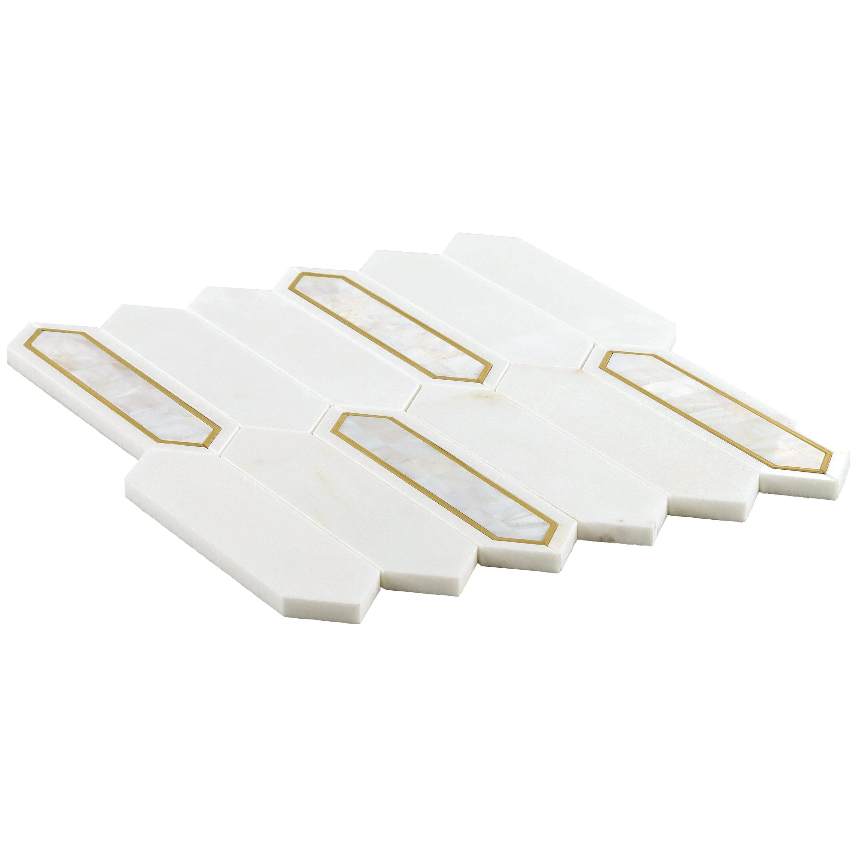 Zip 11.65'' W x 13.62'' L Marble and Brass Mosaic Tile (1.1 Sq. Ft. / Sheet)