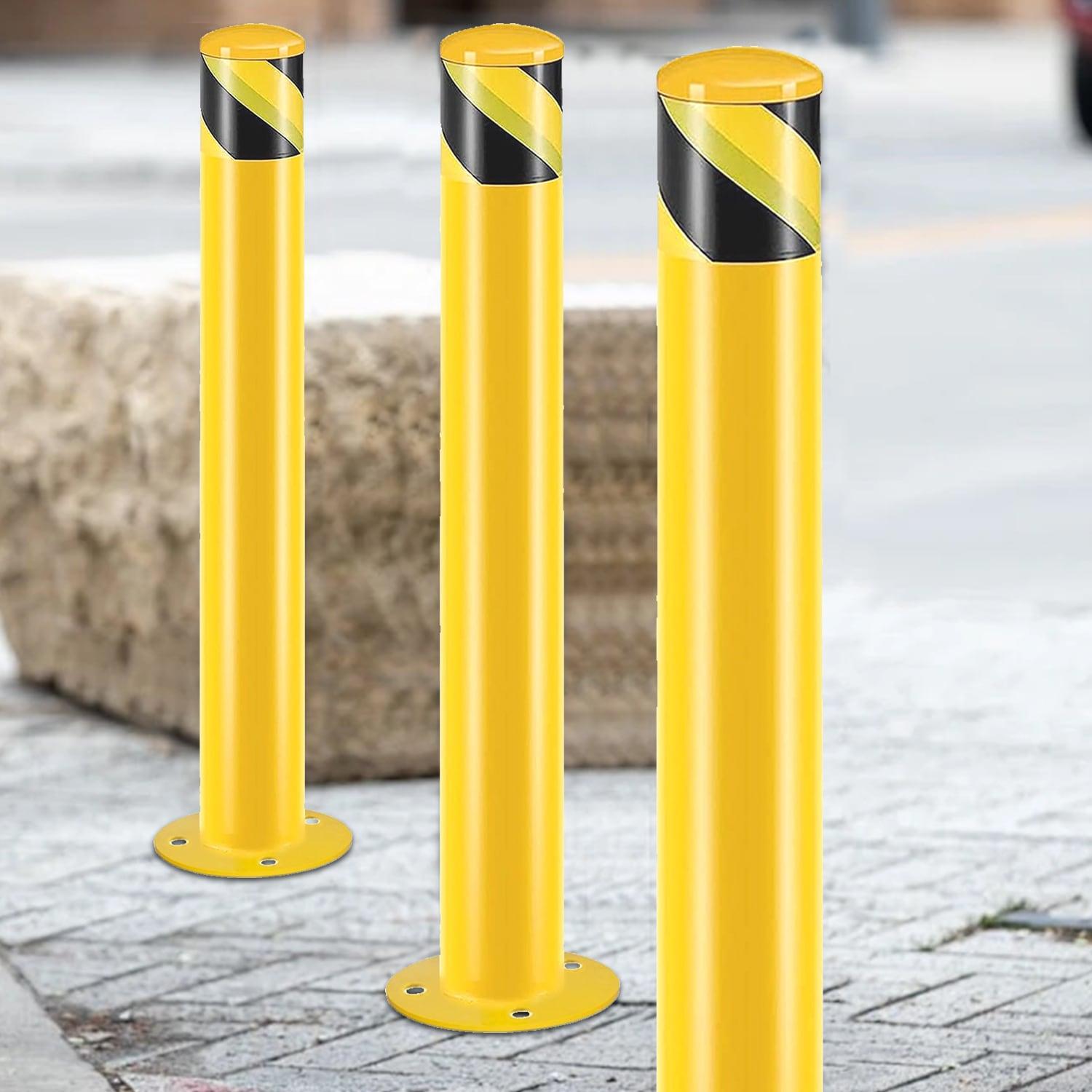 Safety Bollard Post, Steel Bollards,Parking Bollard, Yellow Powder Coated Safety Parking Barrier Post, for Traffic Sensitive Areas (2, 36"H*4.5"D)