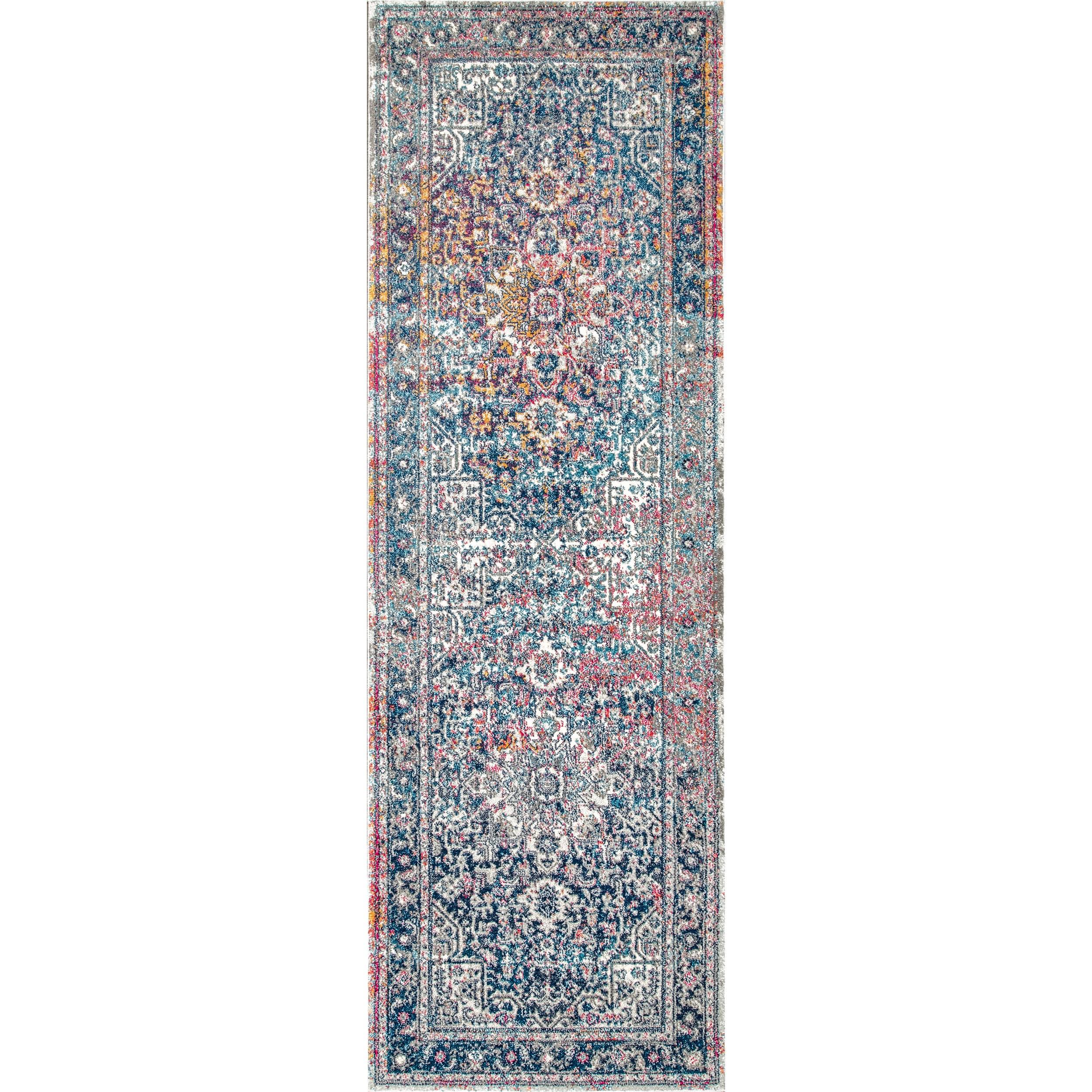 Nuloom Lilah Medallion 2x6 Runner Indoor Area Rug for Living Room Bedroom Dining Room Entryway Hallway Kitchen, Blue/Multicolor