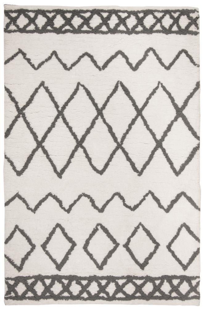 Equinox Shag EQS711 Hand Tufted Area Rug - Cream/Grey - 5'x8' - Safavieh.