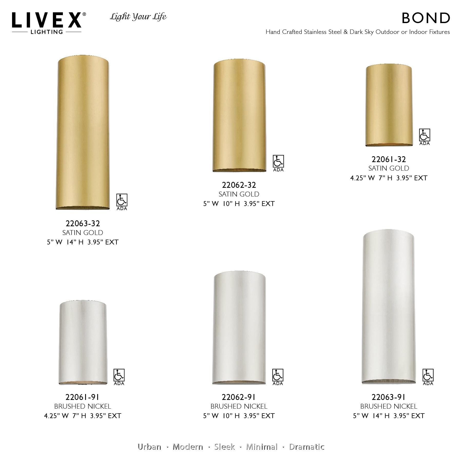 Livex Lighting Bond 1 - Light Wall Light in  Satin Gold