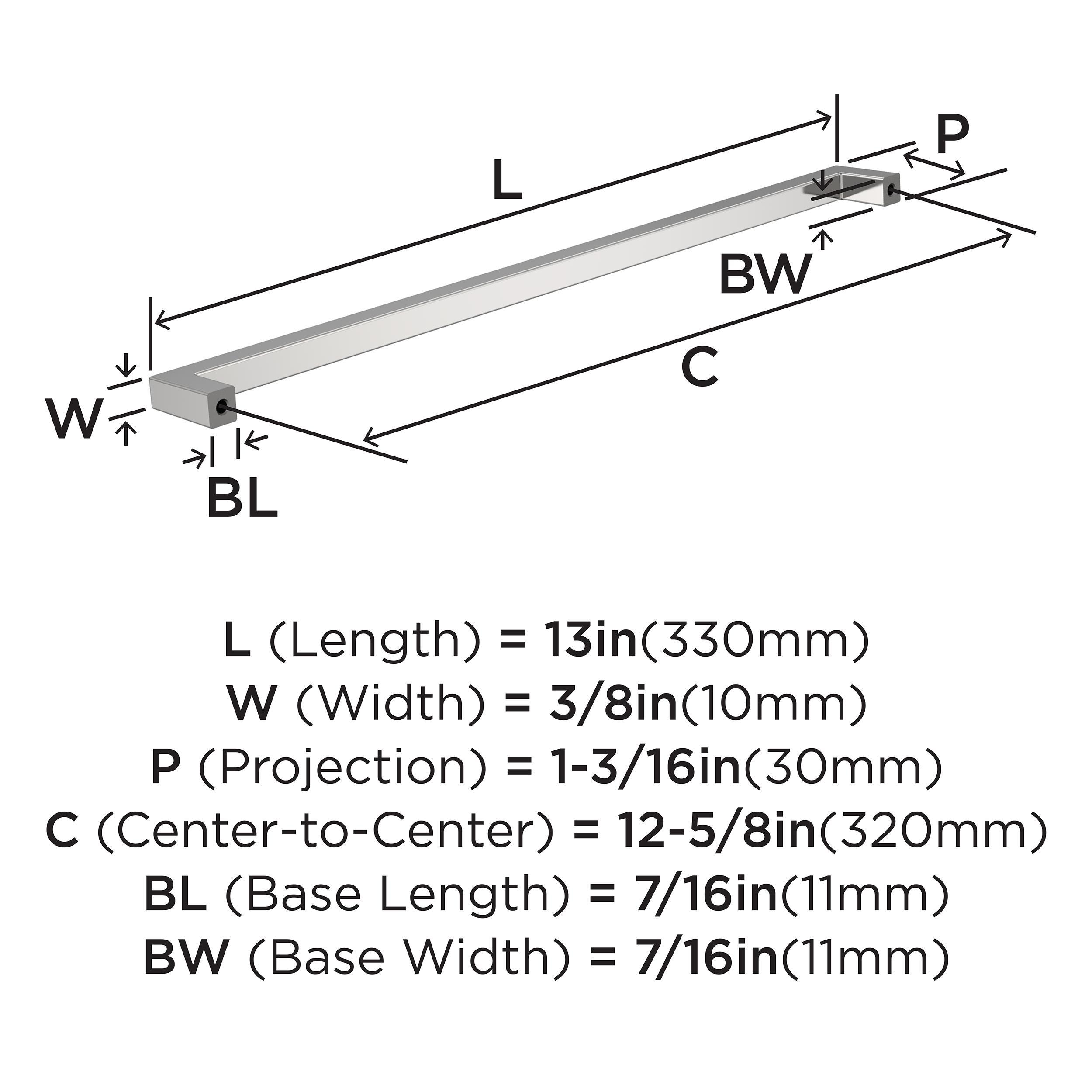 Amerock Monument 12-5/8 inch (320mm) Center-to-Center Polished Chrome Cabinet Pull